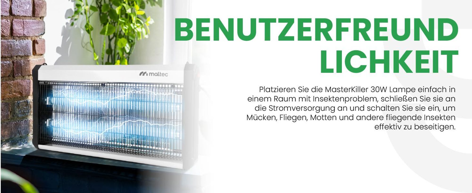 MalTec Insektenvernichter elektrisch Fliegenfalle MasterKiller 30W UV Moskito Insektenlampe Mückenlampe