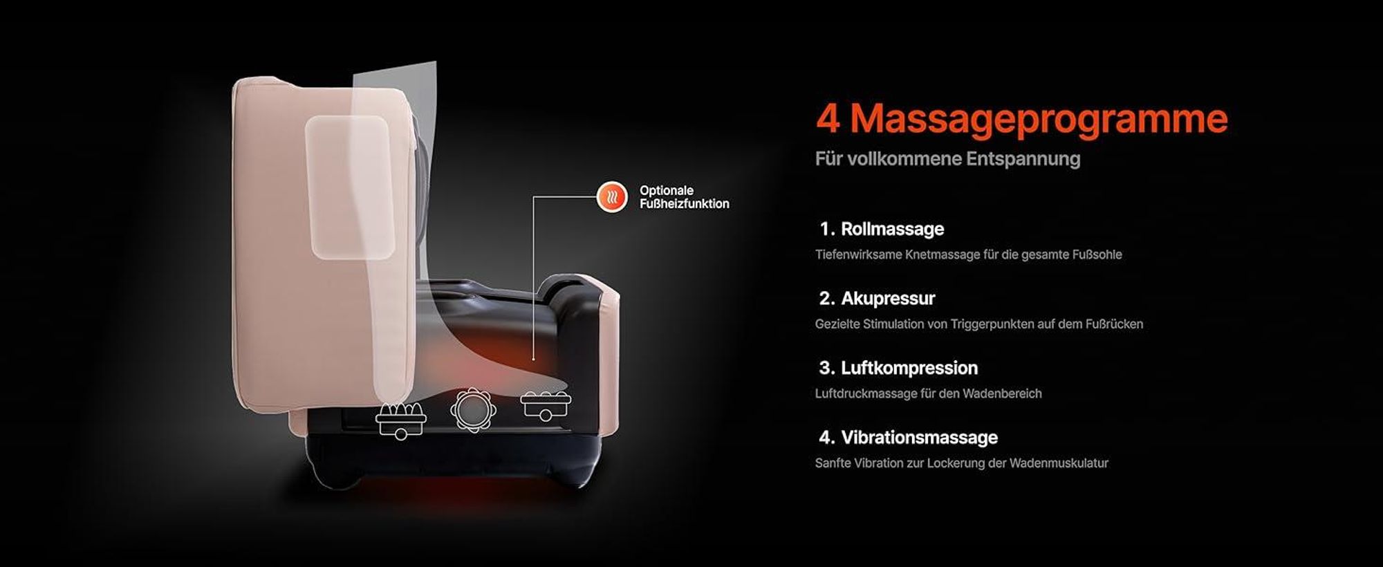 GESS Wadenmassagegerät elektrisch mit Wärme & Shiatsu, Luftkompression,