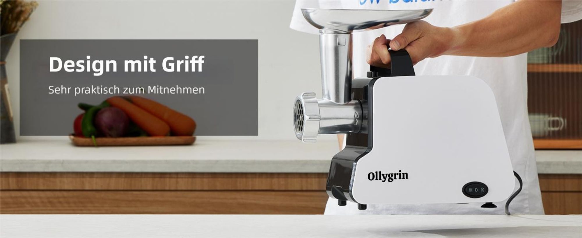 Ollygrin Profi Elektrischer Fleischwolf 2300W Max, Fleischwolf Edelstahl mit 3 Lochscheiben & 2 Klingen, Wurstfüller & Kebbe Maker für die Küche