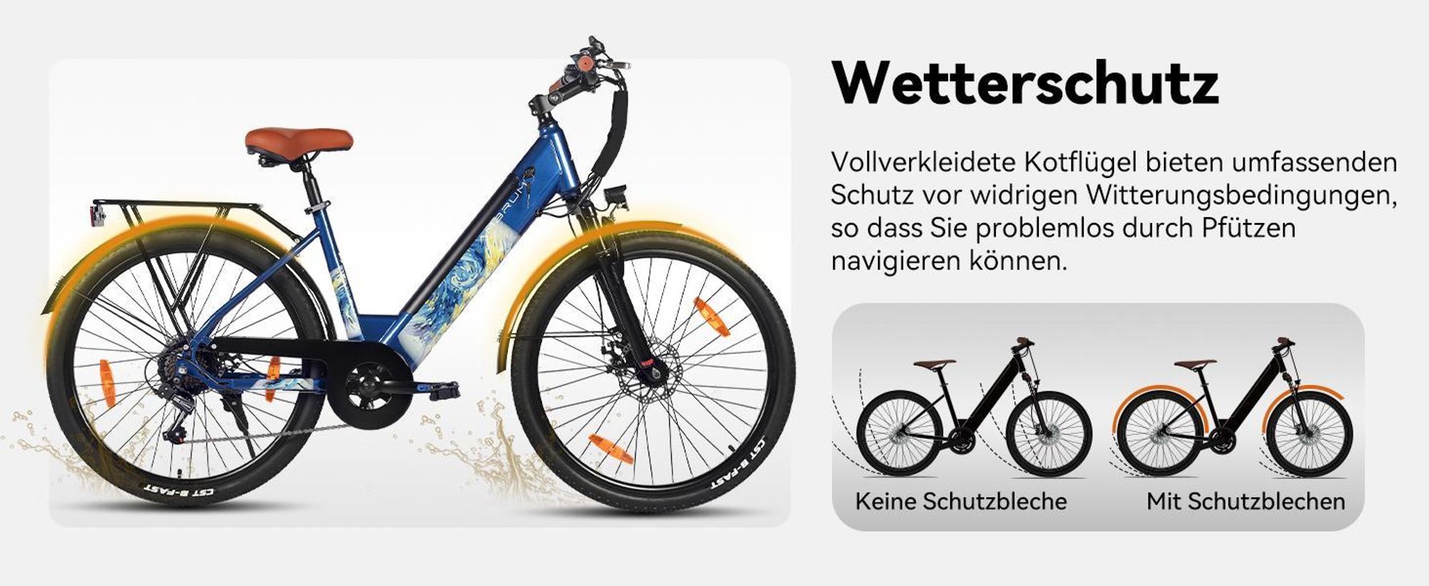 Hiland 26 Zoll 7-Gang 250W Elektrofahrrad für Männer und Frauen, Elektrisches Citybike mit 36V 10,4Ah Akku, Mit Frontlicht, Weiß