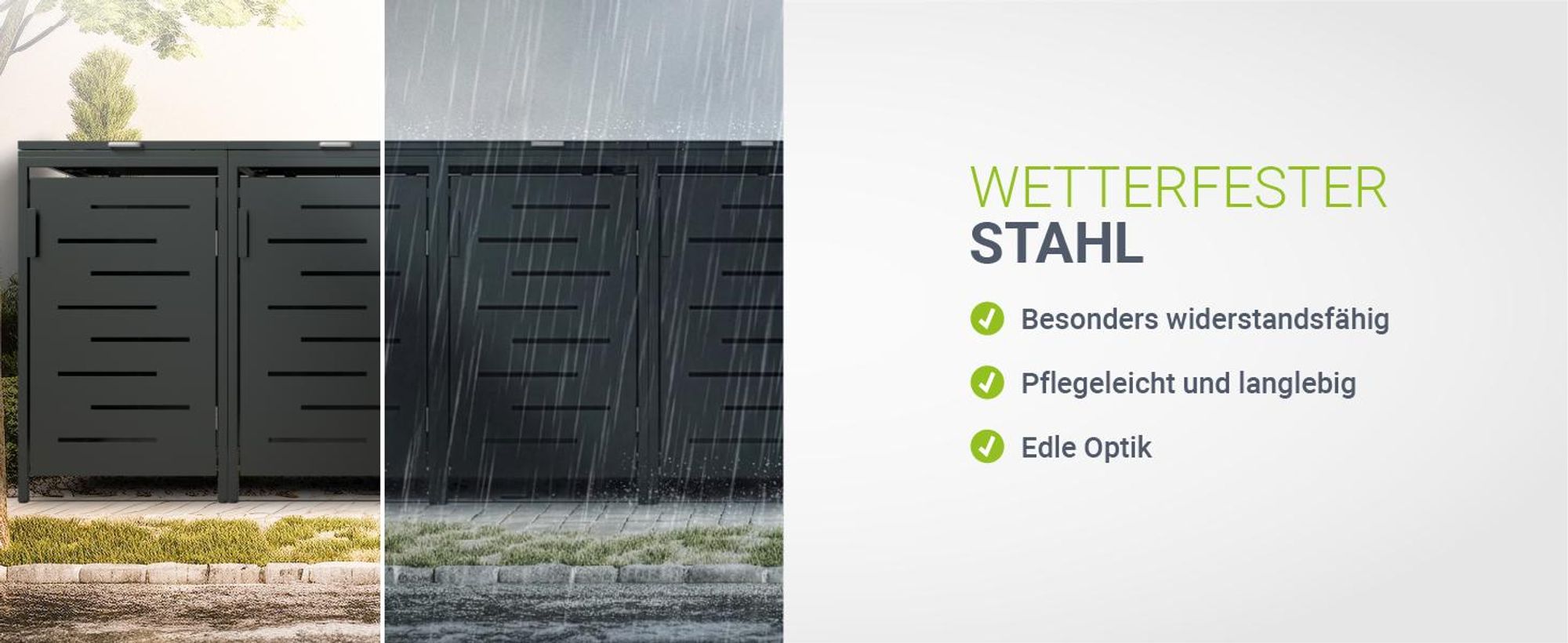 Juskys Mülltonnenbox Arel 4er - Metall Gartenbox - Anthrazit
