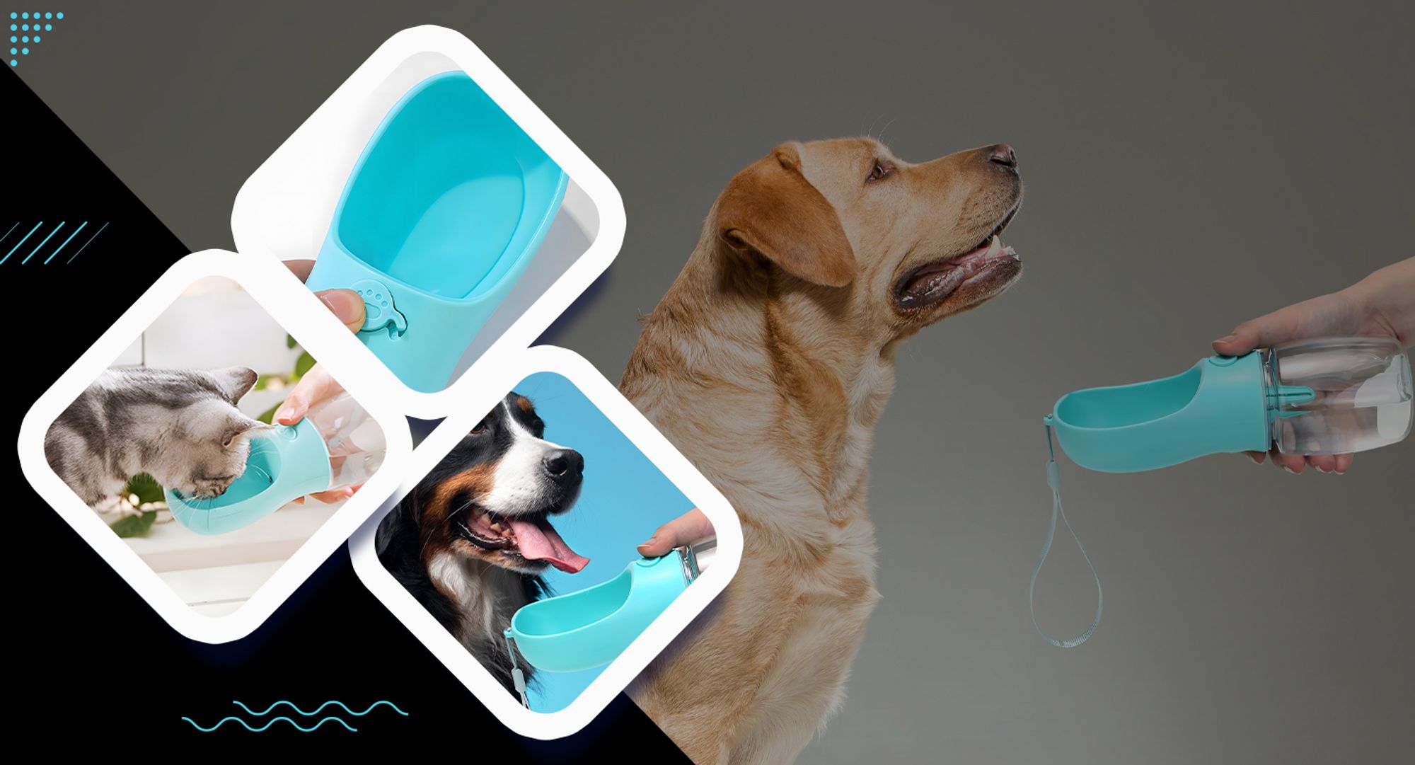 Tragbare Wasserflasche für Hunde Hund Hundewasserflasche Auslaufsicher Hundetrinkflasche Trinkflasche Haustier Auslaufsicher 350ml BPA-frei Retoo