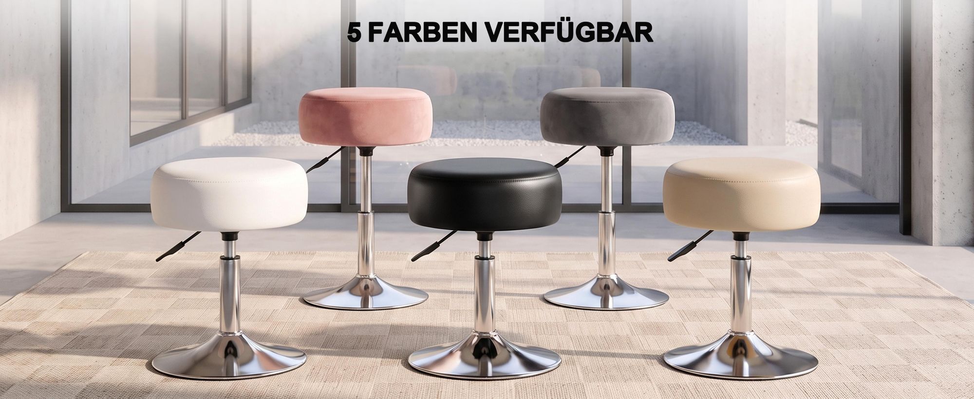 Duhome Drehhocker Höhenverstellbar Schminkhocker aus Samt Sitzhocker mit Polsterung Barhocker Drehbar für Schlafzimmer Wohnzimmer Bistro, Grau