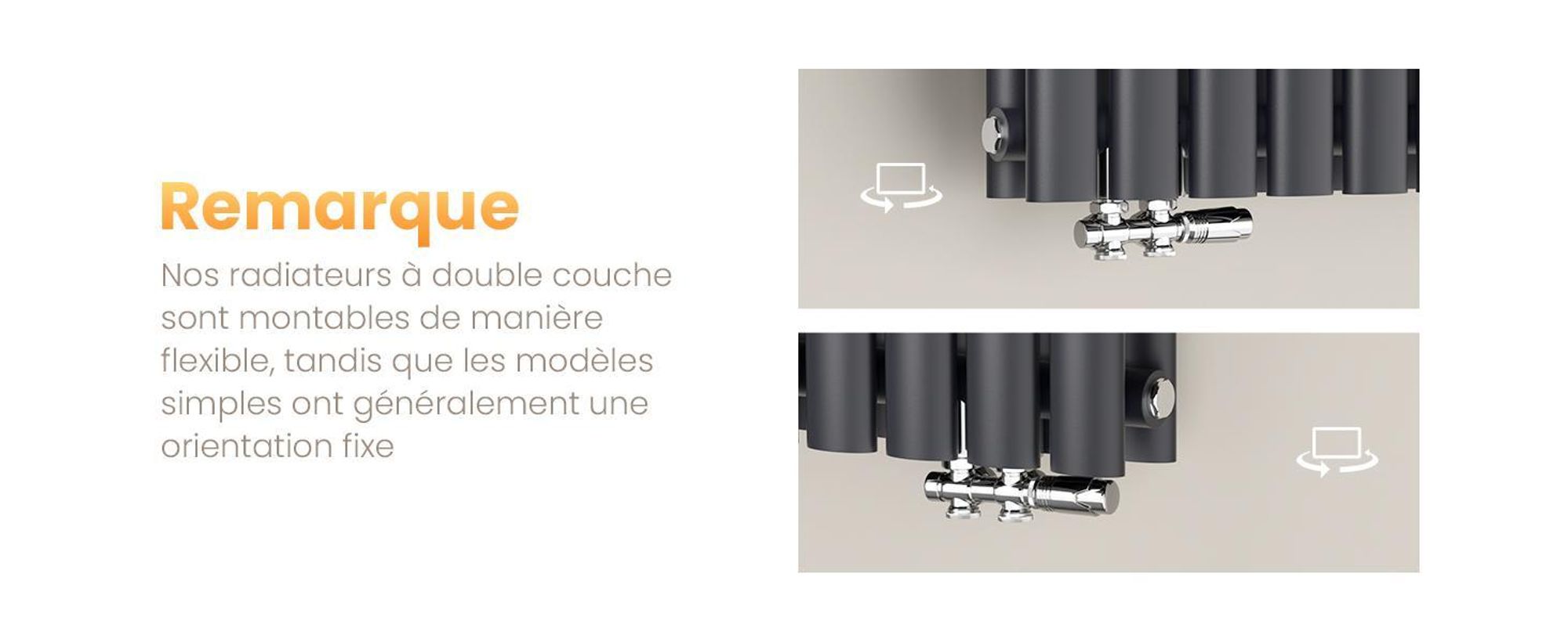 EMKE Radiateur tubulaire design pour eau chaude Raccordement central Vertical Ovale Monocouche 266 Watts 24cm x 90cm Anthracite sans thermoplongeur