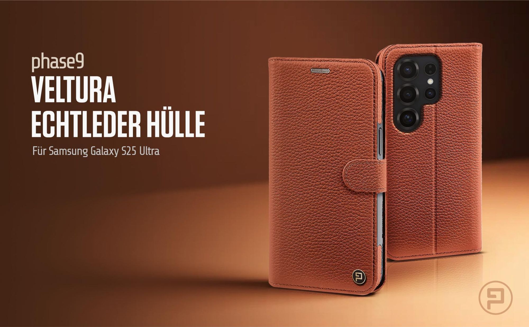 Braune Echtleder Smartphonehülle für das Samsung Galaxy S25 Ultra