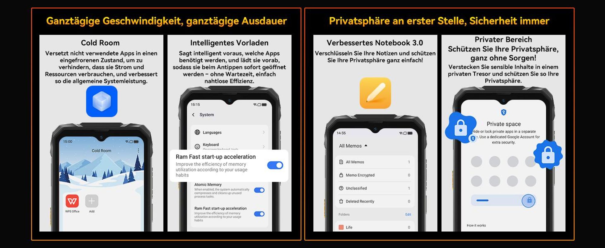 Blackview ROCK 1 Militärisches Outdoor-Smartphone mit Dual-Display Smartphone Android 16, Helio G81, 15000mHA, 33W Schnellladung, Face ID