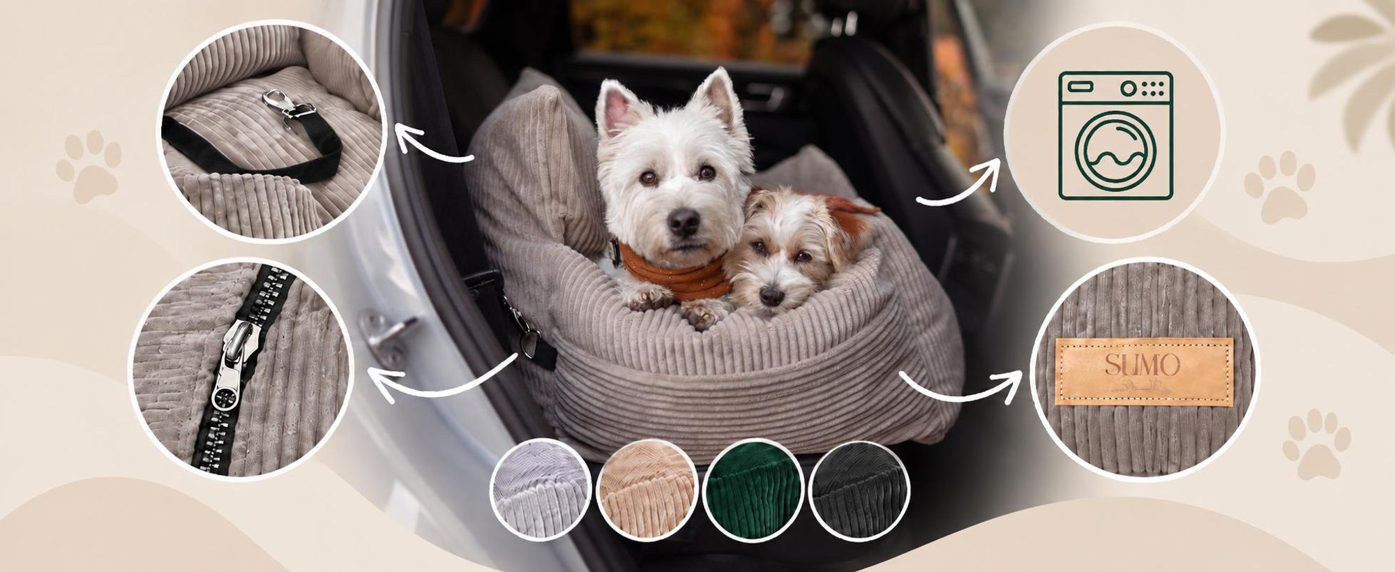 Dogeste seggiolino auto & cuccia da auto per cani piccoli