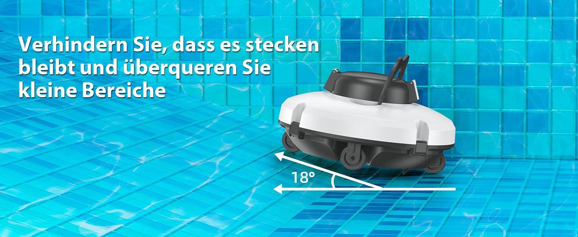 Redkey S100 Kabelloser Poolsauger für Bodenpool, automatischer Poolsauger hält 130 Minuten mit starker Saugkraft, 180μm für oberirdischen/flachen Pool