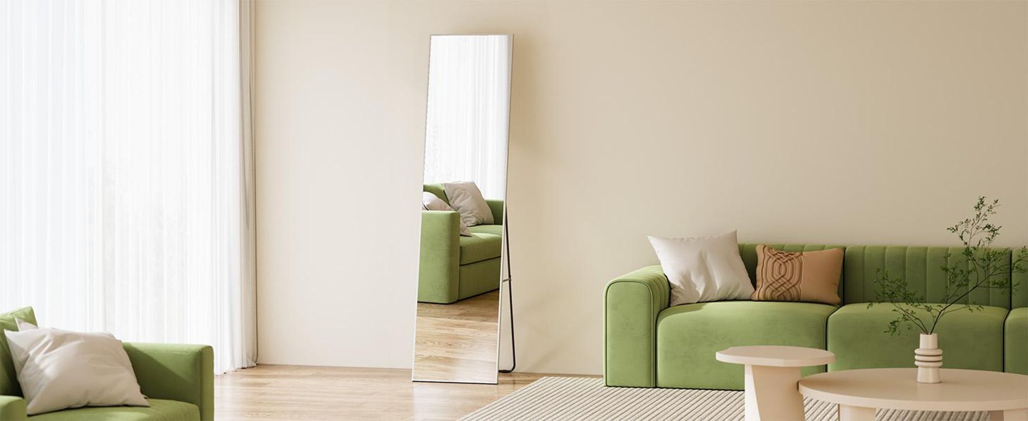 S'AFIELINA Ganzkörperspiegel Standspiegel 160 x 40 cm Silber Metallrahmen Rahmen HD Großer Standspiegel für Ankleidezimmer/Schlafzimmer/Wohnzimmer