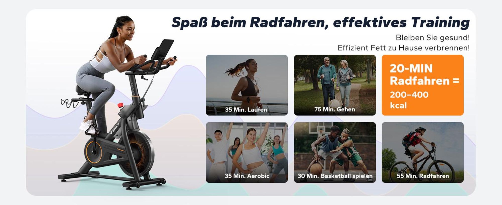 Heimtrainer für Zuhause, Fitnessbike mit LCD-Display bis 158 KG, bequeme und leise, verstellbarer magnetischer Widerstand, Heimfitness