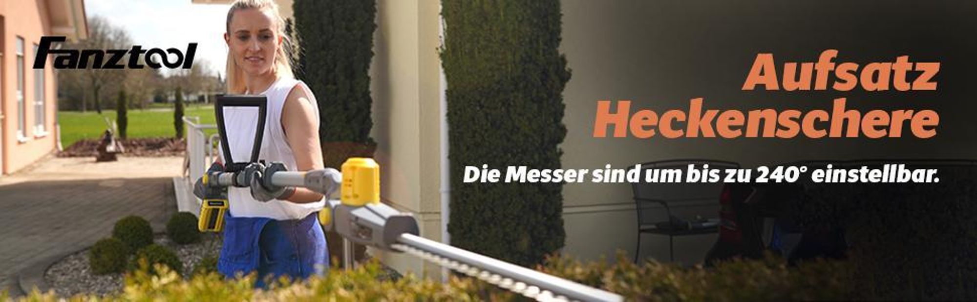 FANZTOOL 20V Li-Ion Akku 2-in-1 Hochentaster/teleskop Heckenschere mit 2Ah Akku & Ladegerät, Reichweite bis 5 m, 17 cm Schnittstärke, leichtes Gewicht 3,5 Kg
