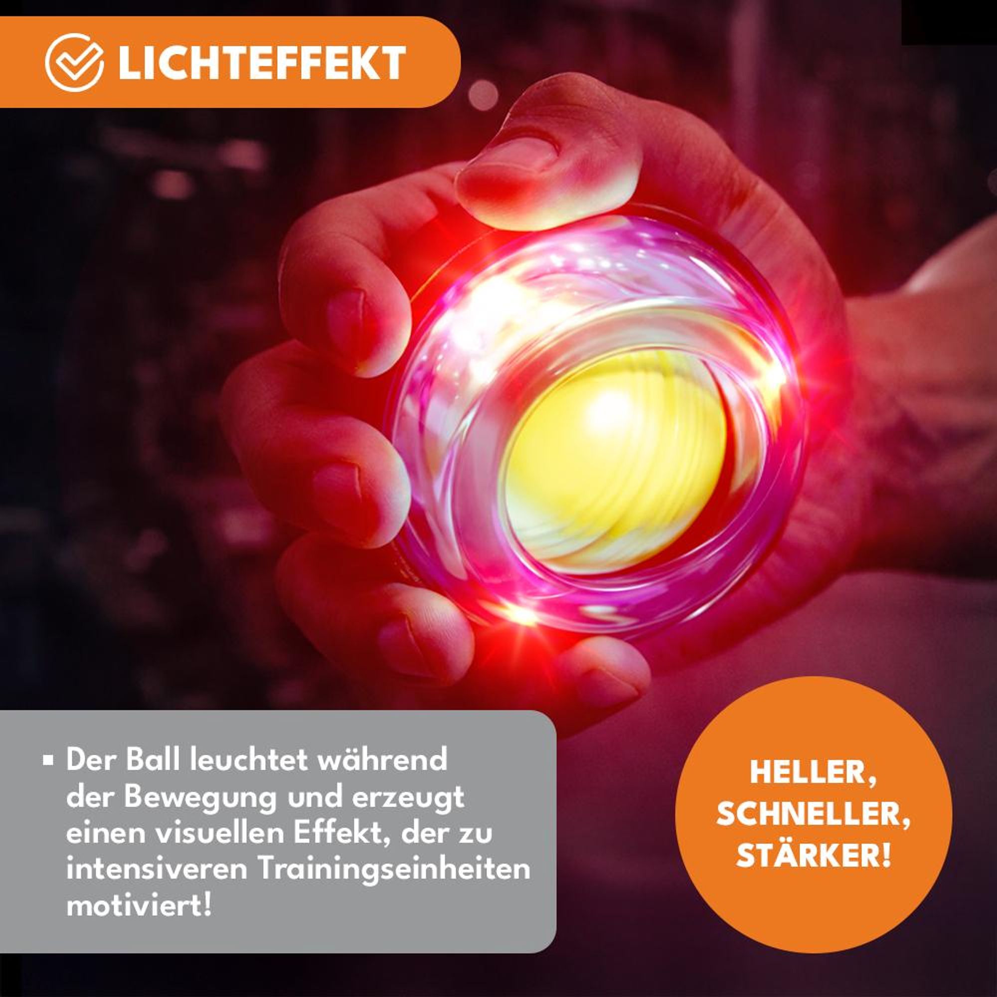 KRUMAD Powerball Handtrainer 8000 U/min cu LED, Gyro Ball pentru Handgelenk & Unterarm, Antrenament Griffkraft, Coordonare și Reabilitare