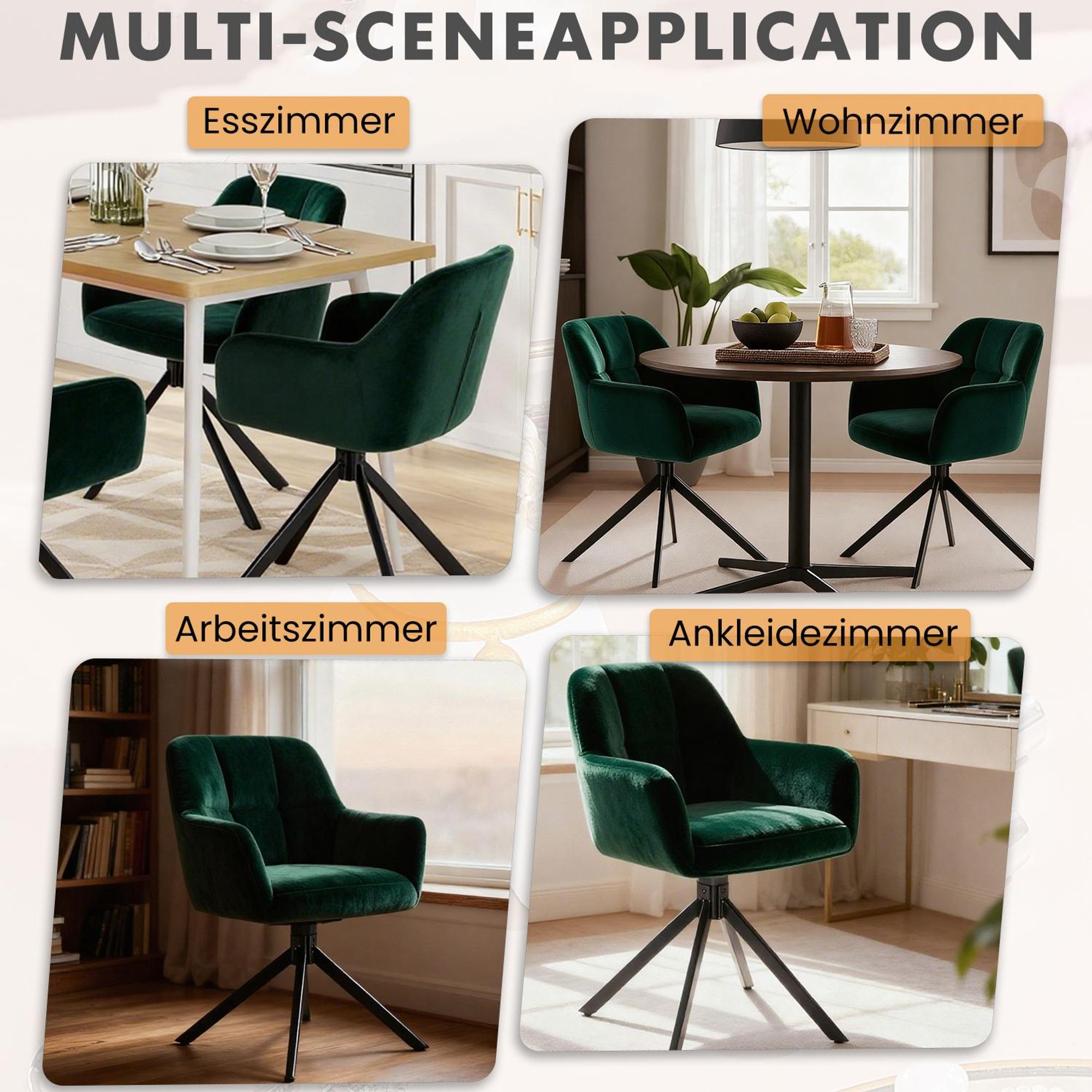 Esszimmerstuhl, eleganter und schöner moderner Esszimmerstuhl, niederländischer Küchenstuhl mit Samtpolsterung, geeignet für Küche, Wohnzimmer, Schlaf