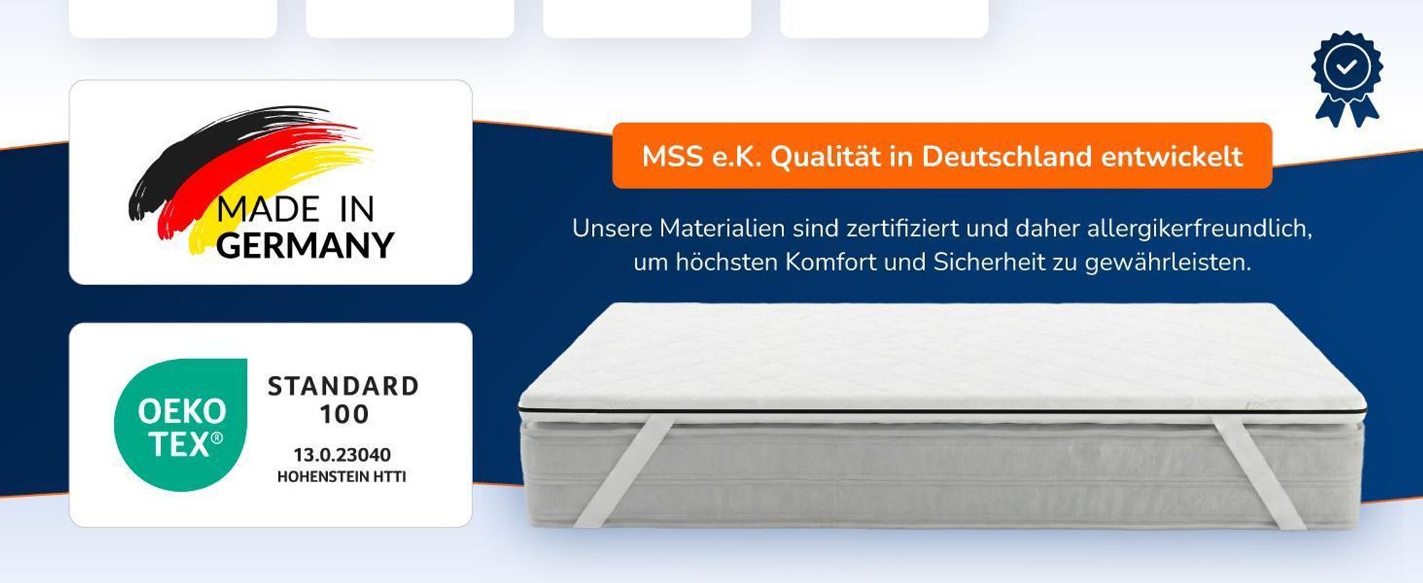 MSS e.K. Komfortschaum Matratzentopper 130 x 200 cm | optimale Körperanpassung | Mattress Topper 130x200 | designed und produziert in Deutschland