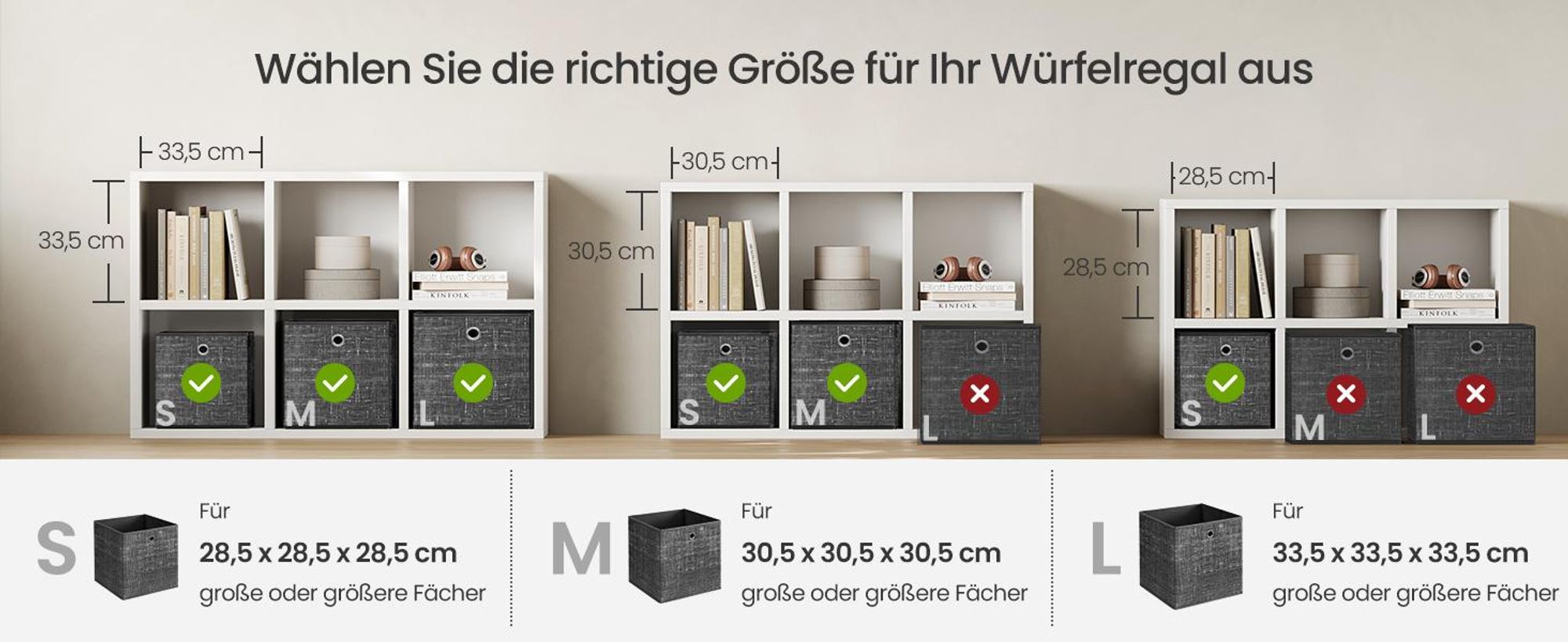 SONGMICS Aufbewahrungsbox Ordnungsboxen Aufbewahrungsbox, 6er Set, Ordnungsboxen aus Vliesstoff mit Griff