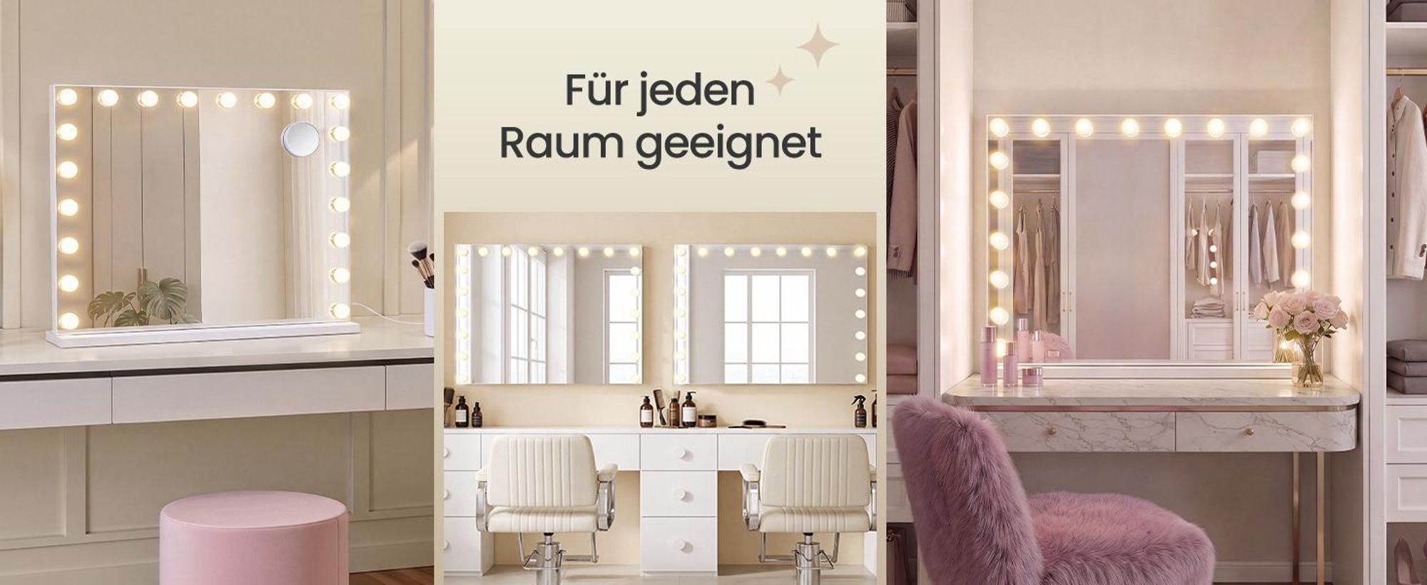 SONGMICS Kosmetikspiegel mit Beleuchtung, 15 LEDs, Dimmbar, 3 Lichtfarben, 62 x 90 x 5,7 cm, Weiß