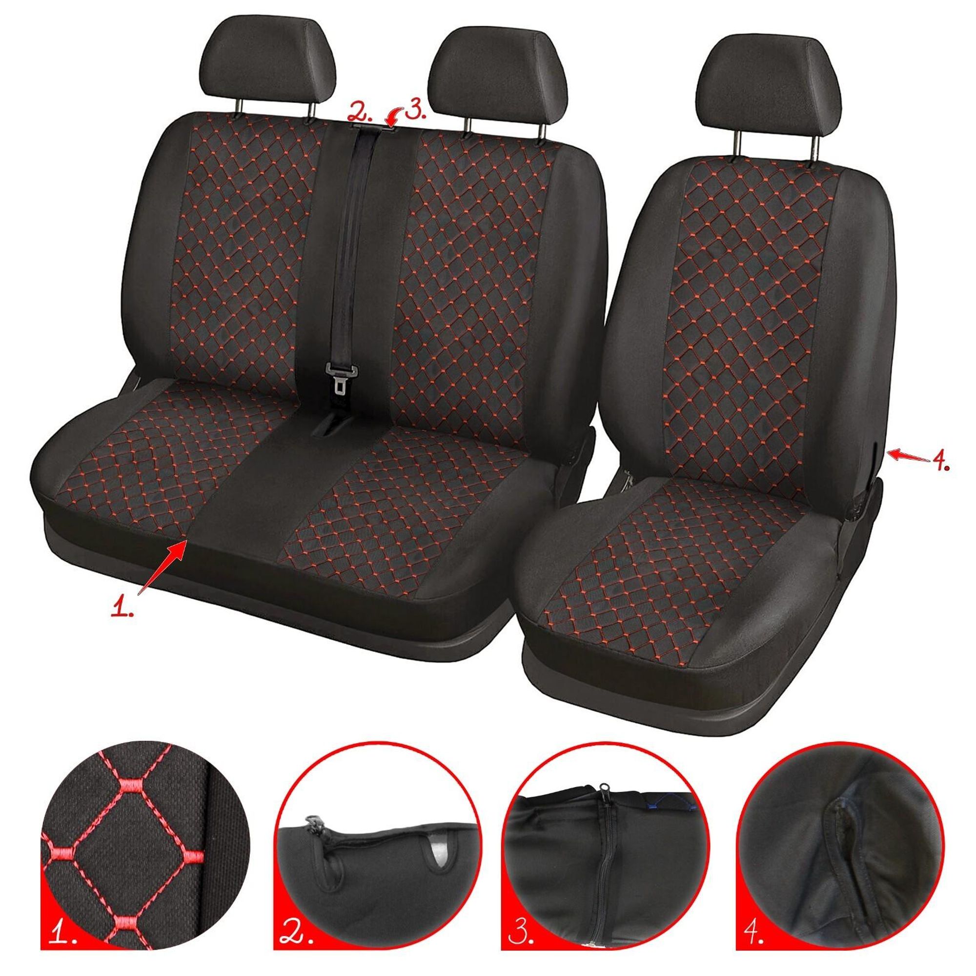 Bus Sitzbezüge 2+1 Für Mercedes Sprinter W907 W910 Schonbezüge Polyester Stoff