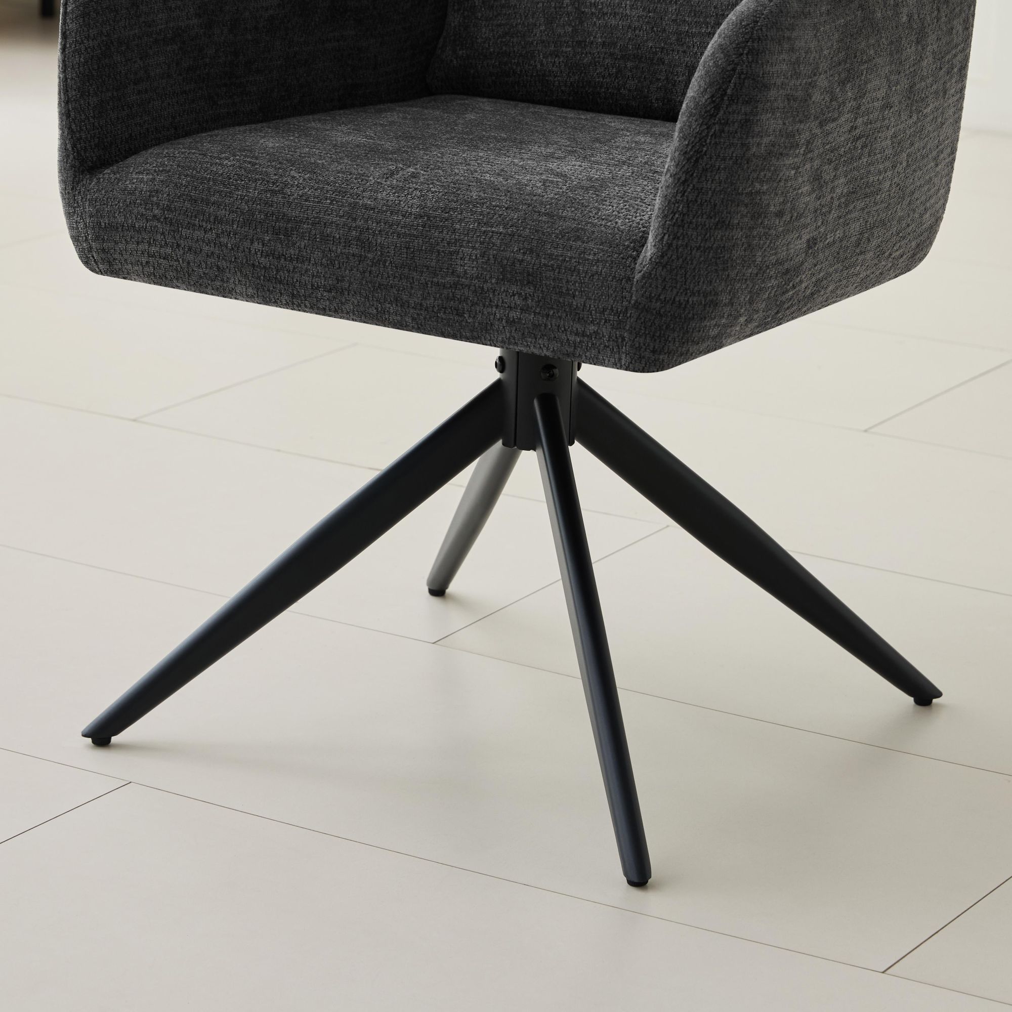 Deuline Esszimmerstühle 4er Set  360° drehbar mit Armlehne, Polsterstuhl Chenille, Drehstuhl Esszimmer, Küchenstuhl für Esszimmer, Küche, Grau 521262
