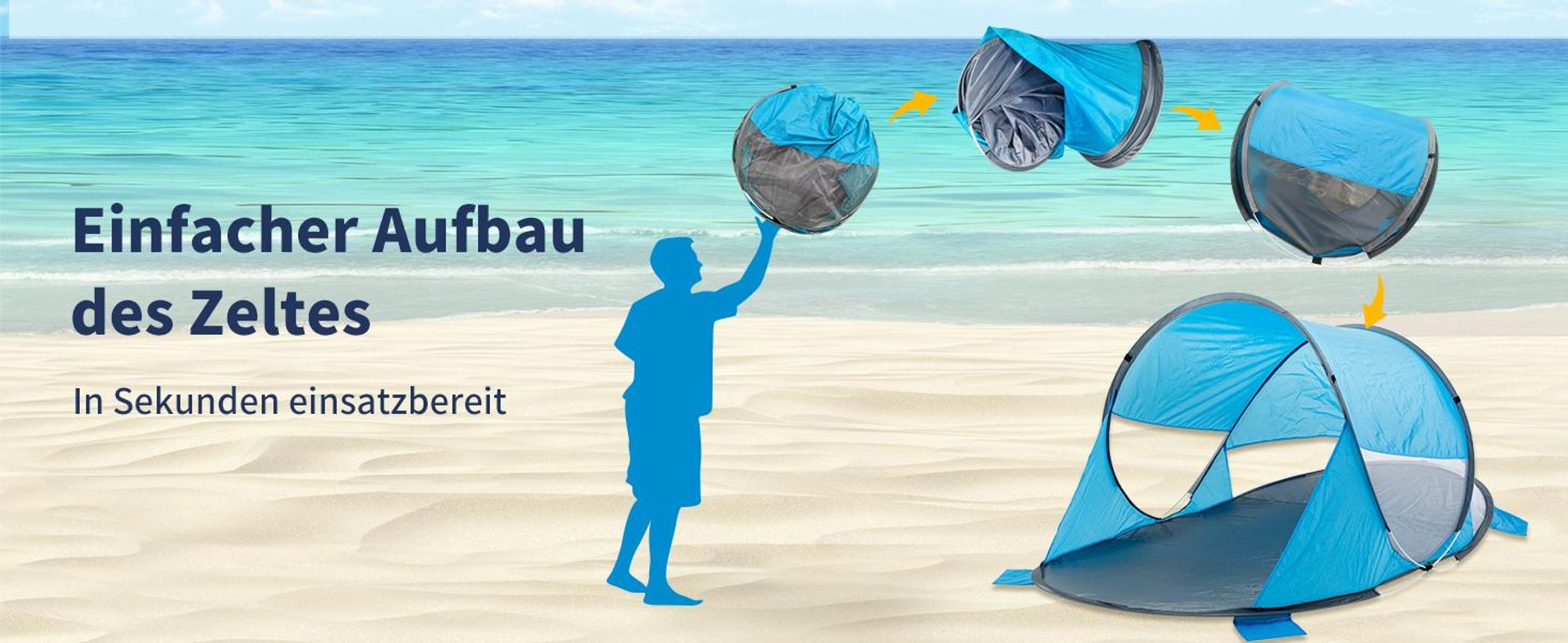 Duhome Strandmuschel Pop Up Strandzelt Wetter- und Sichtschutz Wurfzelt Tragbar UV40+ Pavillon 3 Personen für Camping Picknick, Hellblau