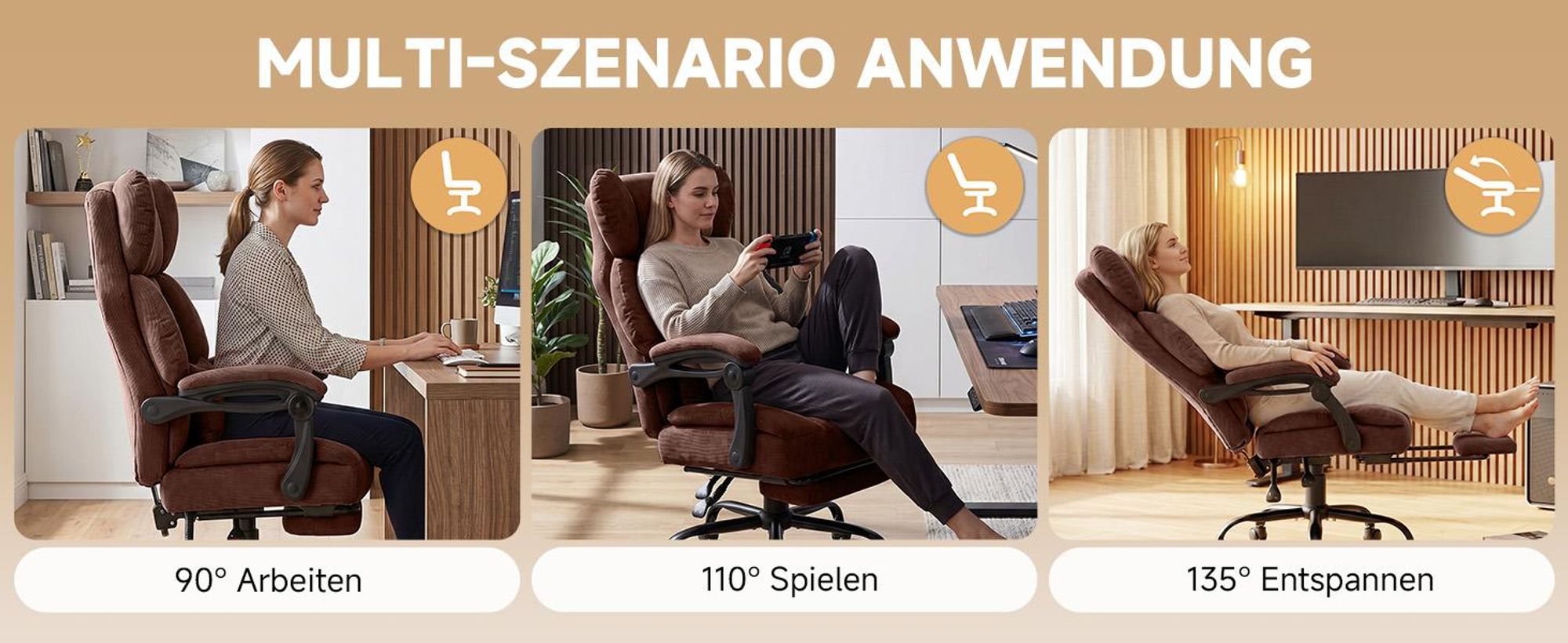 GTPLAYER Gaming Stuhl, Ergonomischer Bürostuhl mit Fußstütze und Lendenstütze, Hochlehner Chefsessel für Große, breiter Computersessel, Höhenverstellb