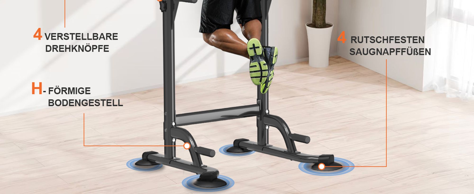 DH FitLife Power Tower Dip Station | Klimmzugstange Freistehend | Dip Barren Rückentrainer| Kraftstation Kraftturm | Krafttraining für Zuhause