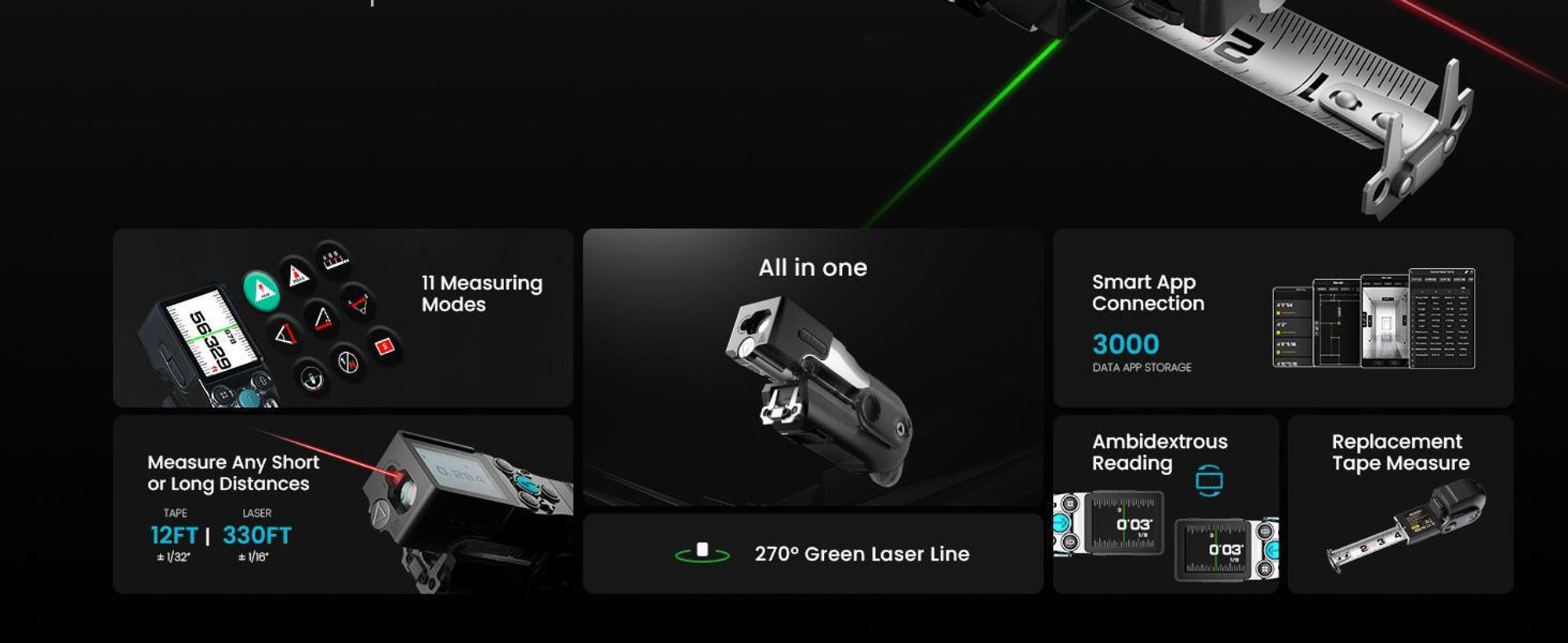 MiLESEEY XTape 1 Laser-Entfernungsmesser 100m & Digitales Maßband, P2P, App, OLED
