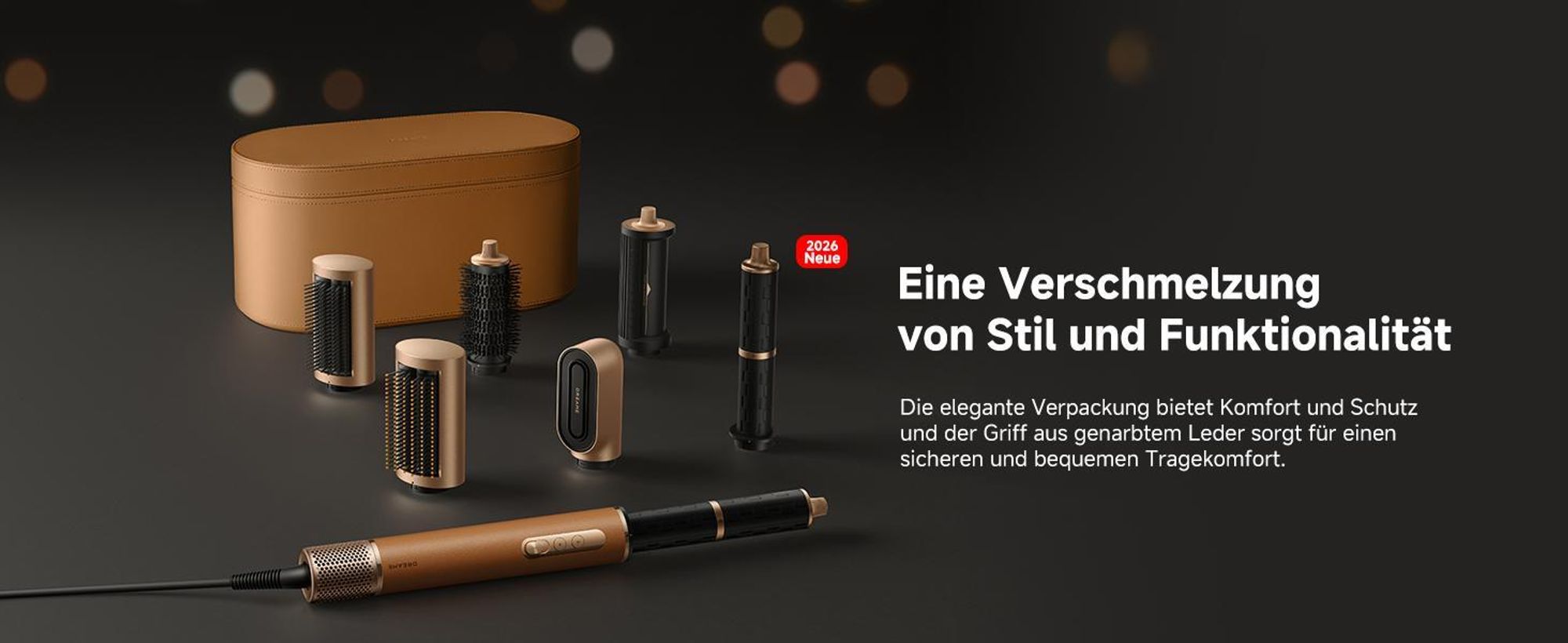 DREAME AirStyle Pro,7in1 Multistyler,Schnelltrocknend,2Lockenaufsätze,Volumen für das Haar,glättende Bürste,Kräusel Reduzierung,2026Neue Version,Braun
