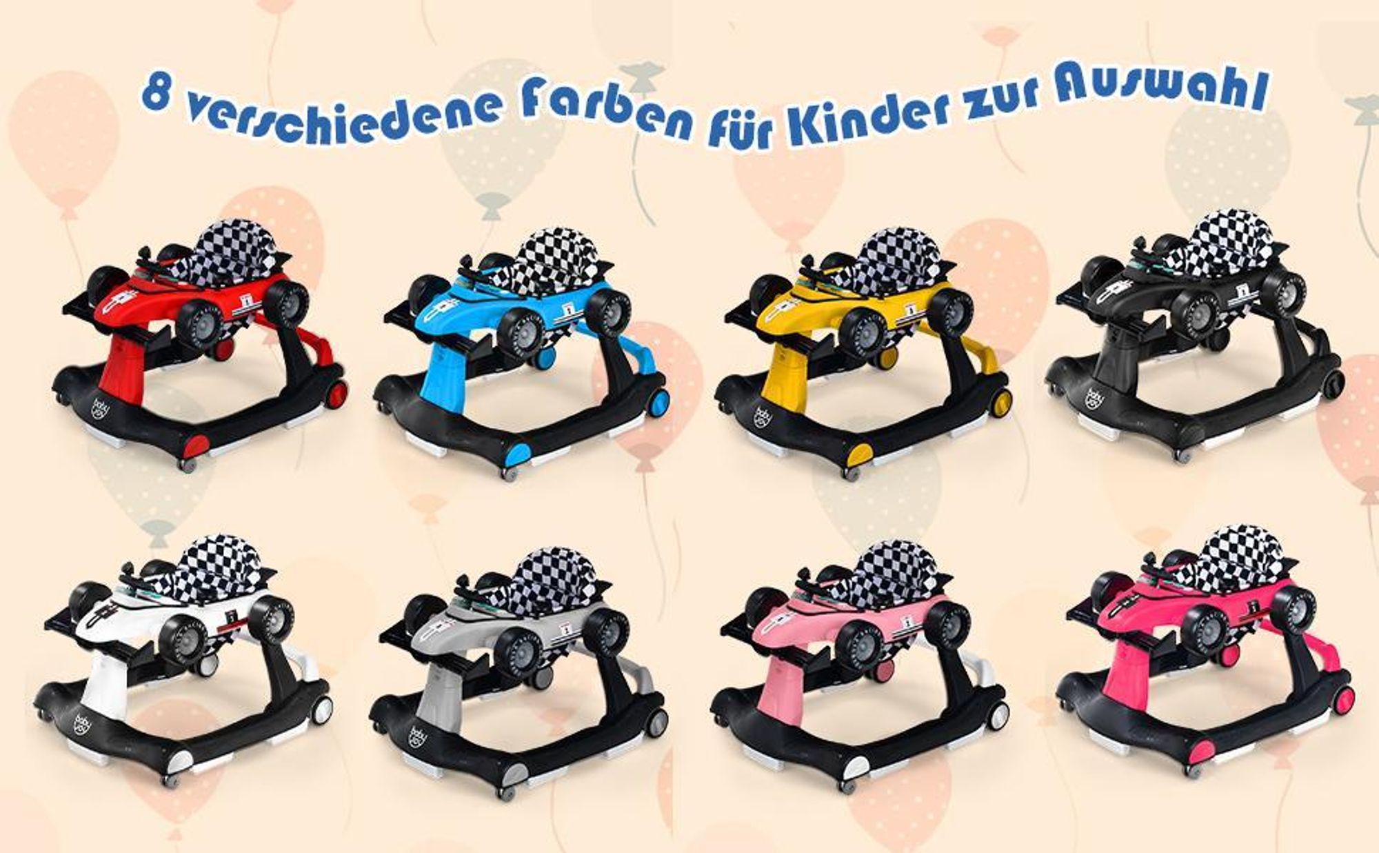 GOPLUS 4-in-1 Lauflernhilfe, Höhenverstellbare & Faltbare Lauflernwagen Tragkraft bis zu 15 kg,  Gehfrei mit Licht Musik  für Kinder von 6-18 Monaten (Grau)