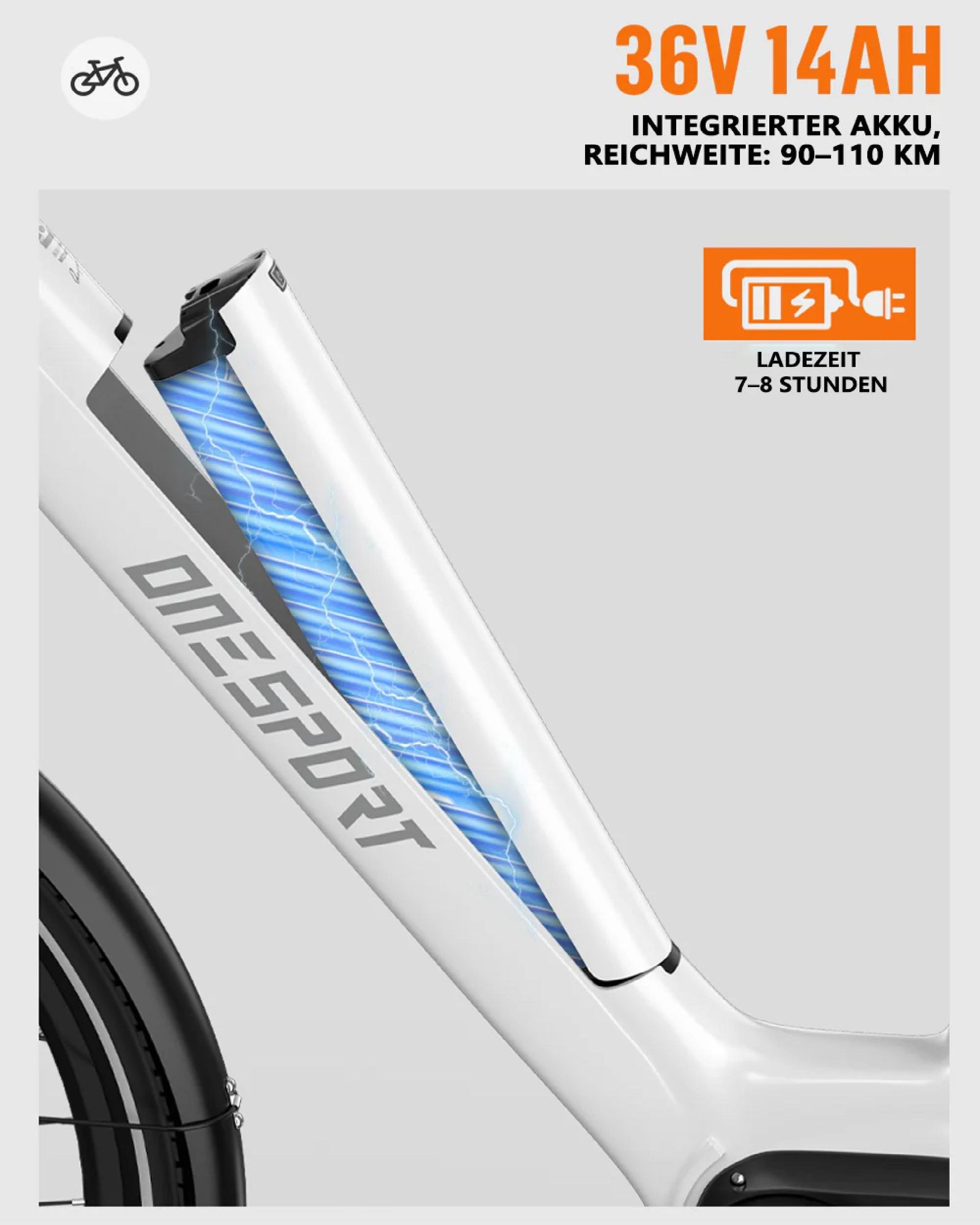 ONESPORT OT07 Elektrische Bike - 250W Motor 36V14AH Batterie 27.5 Zoll Reifen Hydraulische Scheibenbremsen - Weiß