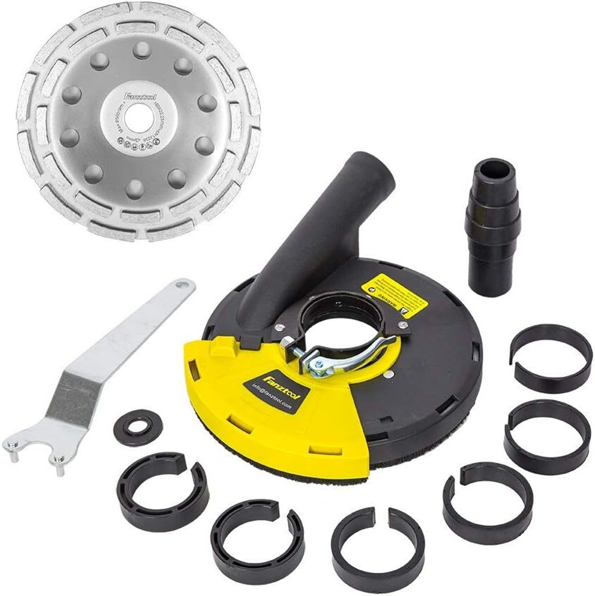 Absaughaube für Winkelschleifer + 180 mm Diamantschleiftopf PROFI QUALITÄT