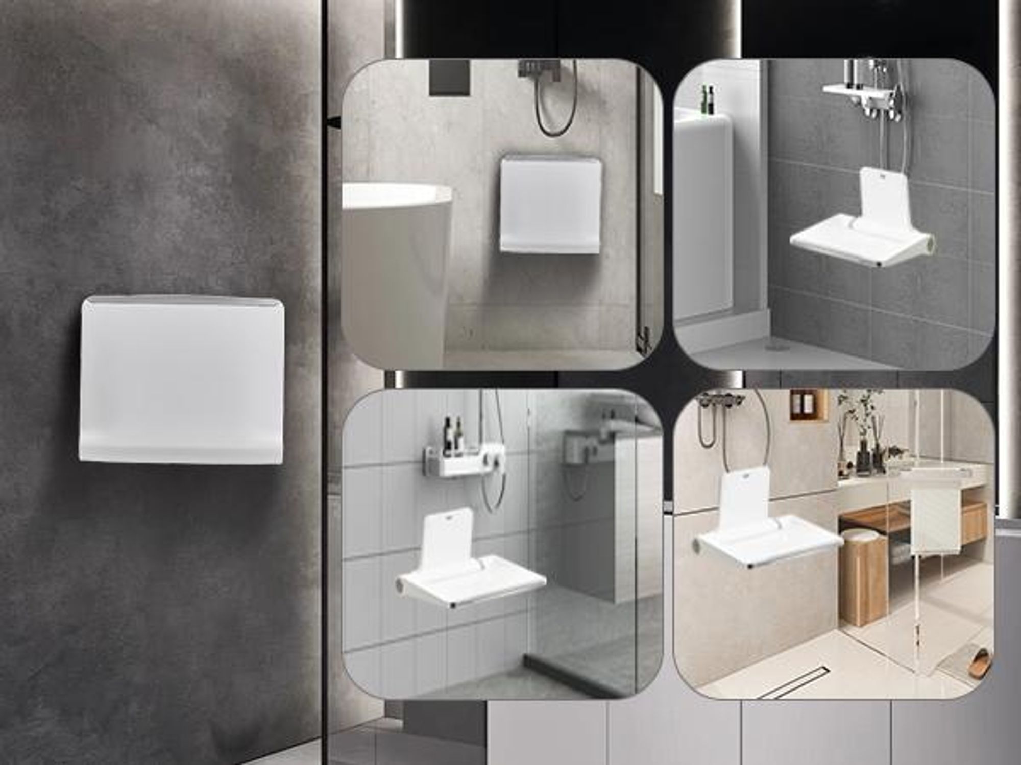 HEUFFE Duschsitz Klappbar Wandmontage, Duschklappsitz Klappsitz Dusche bis 200kg Badestuhl Duschhocker-Badhocker Hocker Duschstuhl für Senioren, Weiß