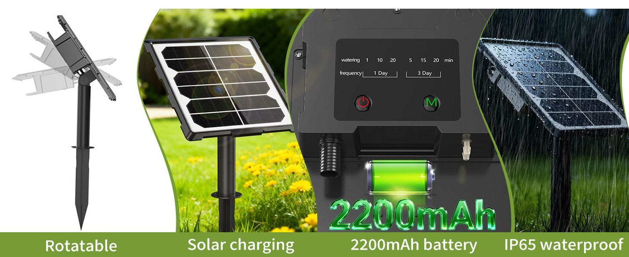 Speed Solar Bewässerungssystem Automatisches Set, Automatische BewäSserung mit Timer und 15 Tropfer -15m Schlauch, Ultraflache Ausführung