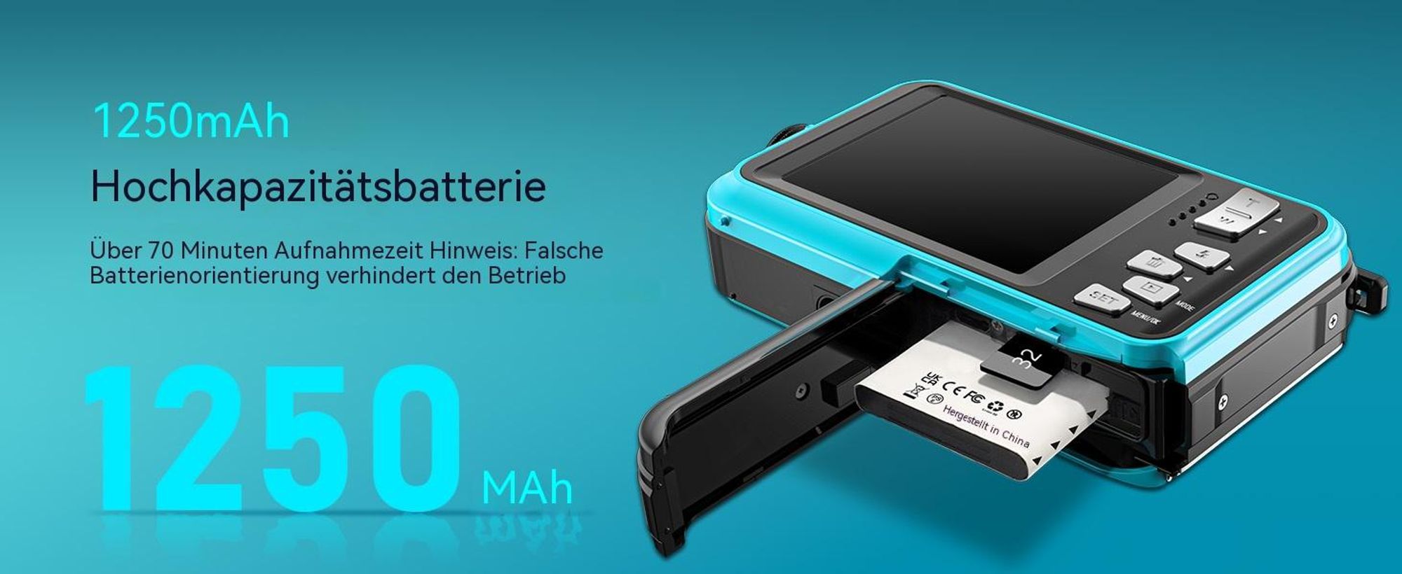 4K 64MP Unterwasserkamera, Wasserdichte Autofokus Digitalkamera (5m/16FT, Dual-Screen Selfie, 32GB Karte, 1250mAh Akku) für Schnorcheln Urlaub