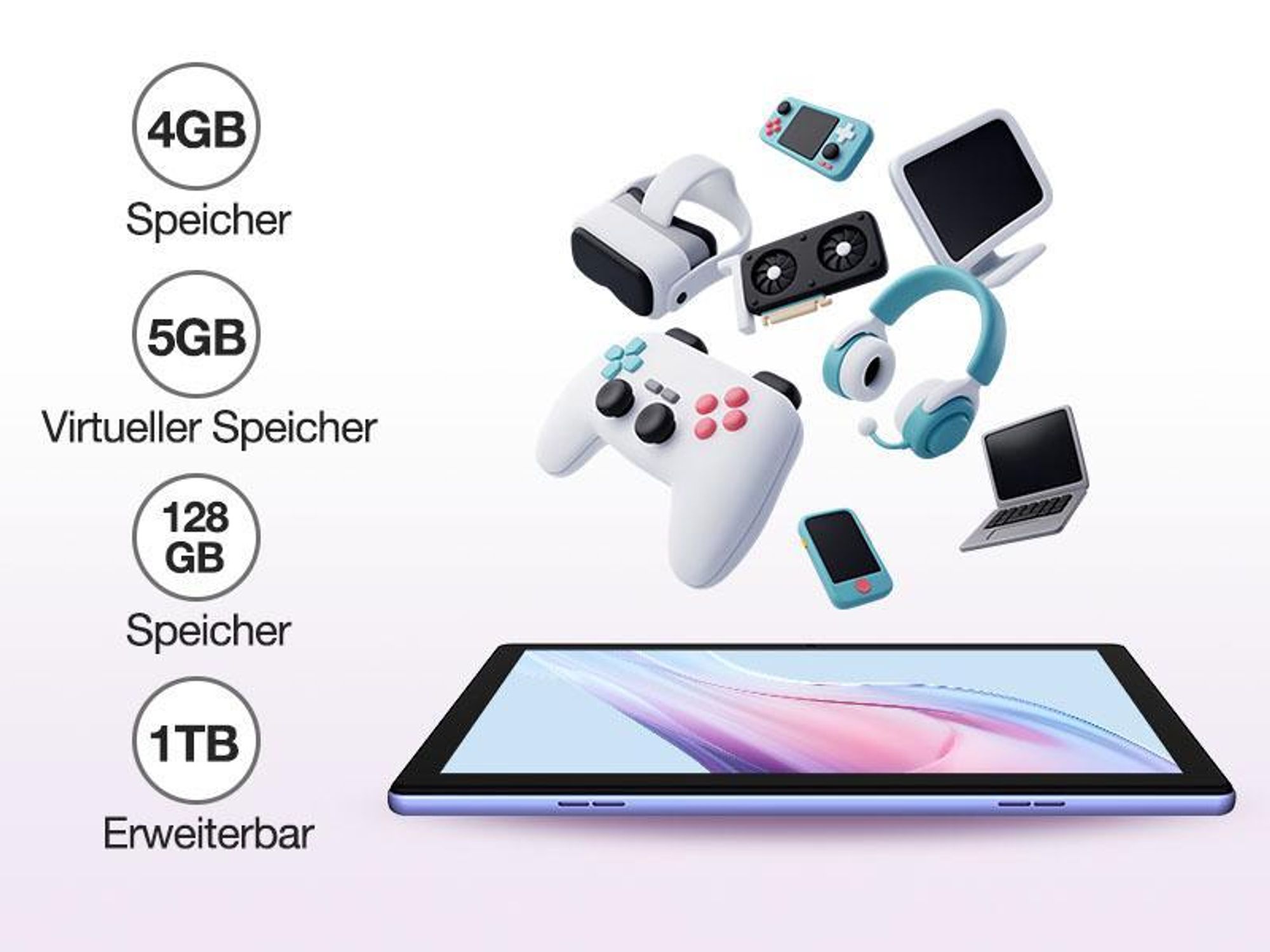 DOOGEE U10 - Tablet Android 15, 10,1 Zoll, 9GB(4+5)RAM+128GB (bis 1TB erweiterbar), WiFi 6