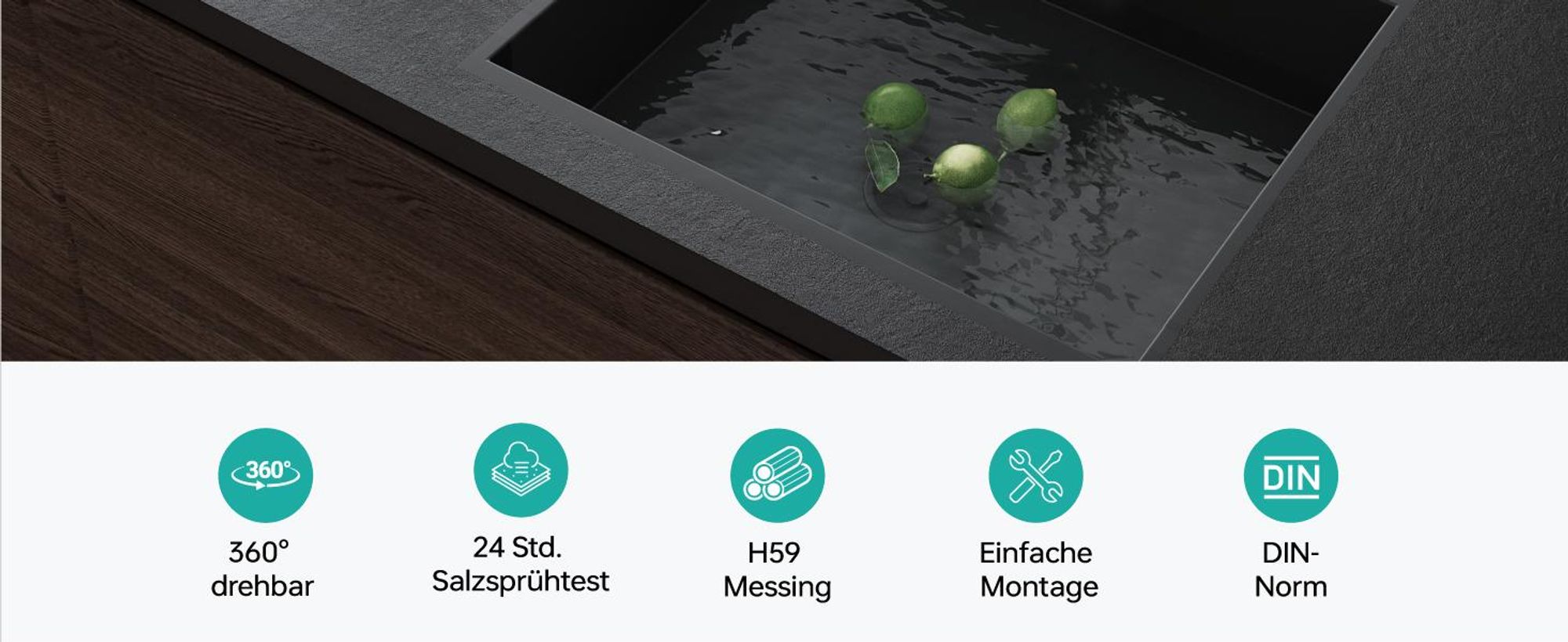 Mai & Mai Wasserhahn Küche Küchenamatur ausziehbar 360° drehbar 3 Wasserstrahl-Modi LED-Digitalanzeige Küchenwasserhahn Spültischarmatur Silber 8085
