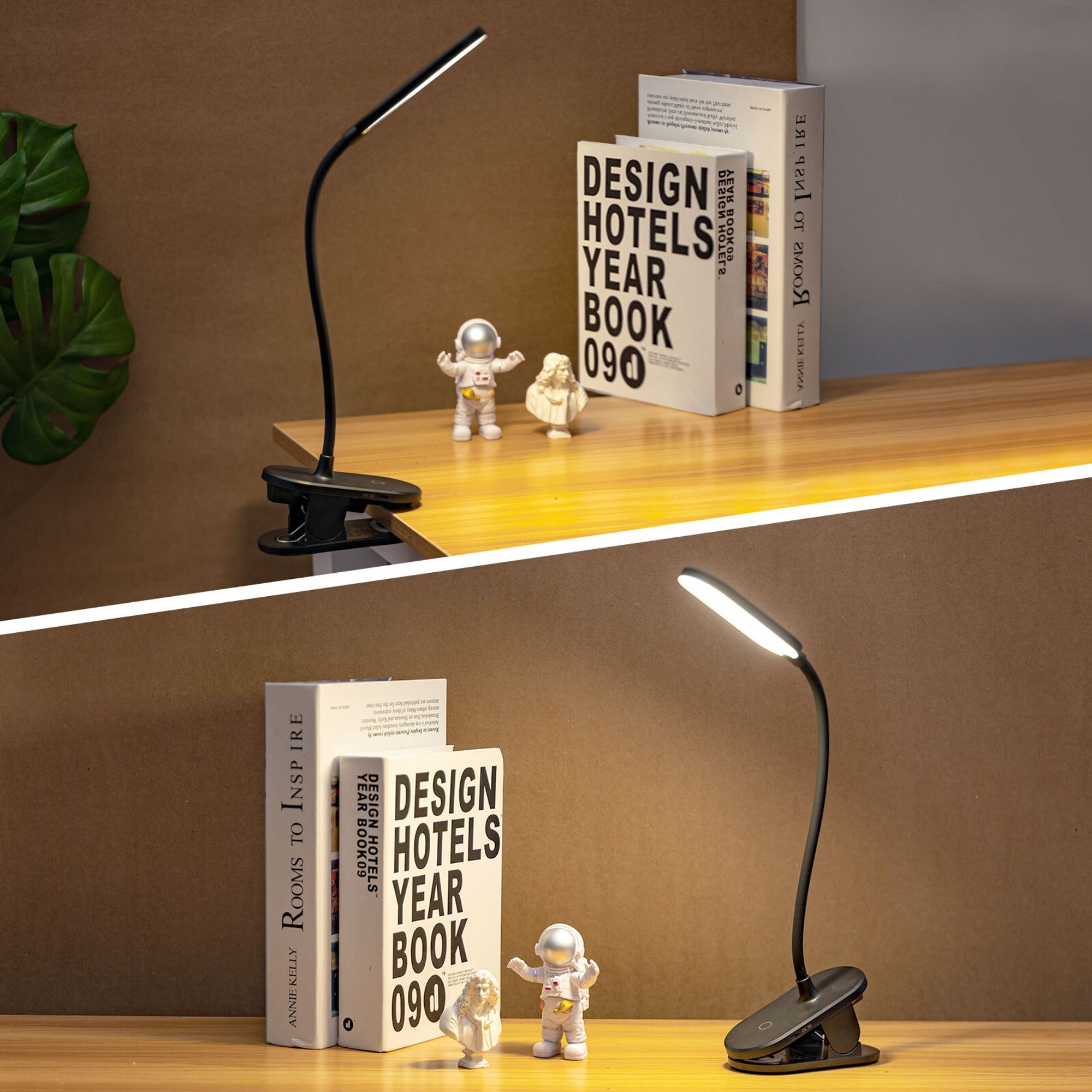 Aigostar LED Leselampe Bett, Dimmbarem Klemmlampe mit 360° Verstellbarem Flexiblem Arm, Wiederaufladbare USB-Leselampe mit 3 Helligkeitsmodi,4000K