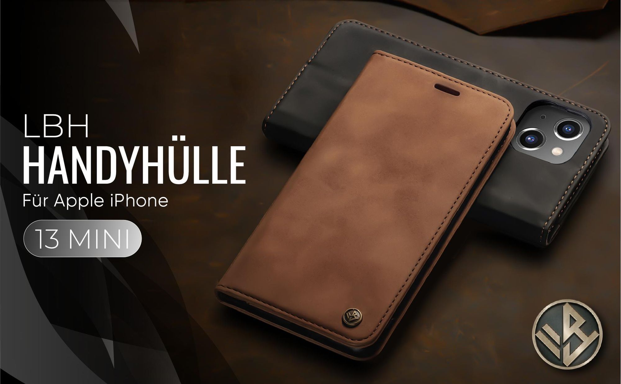 Hochwertige Klapphülle für Apple iPhone 13 Mini im klassischen Design