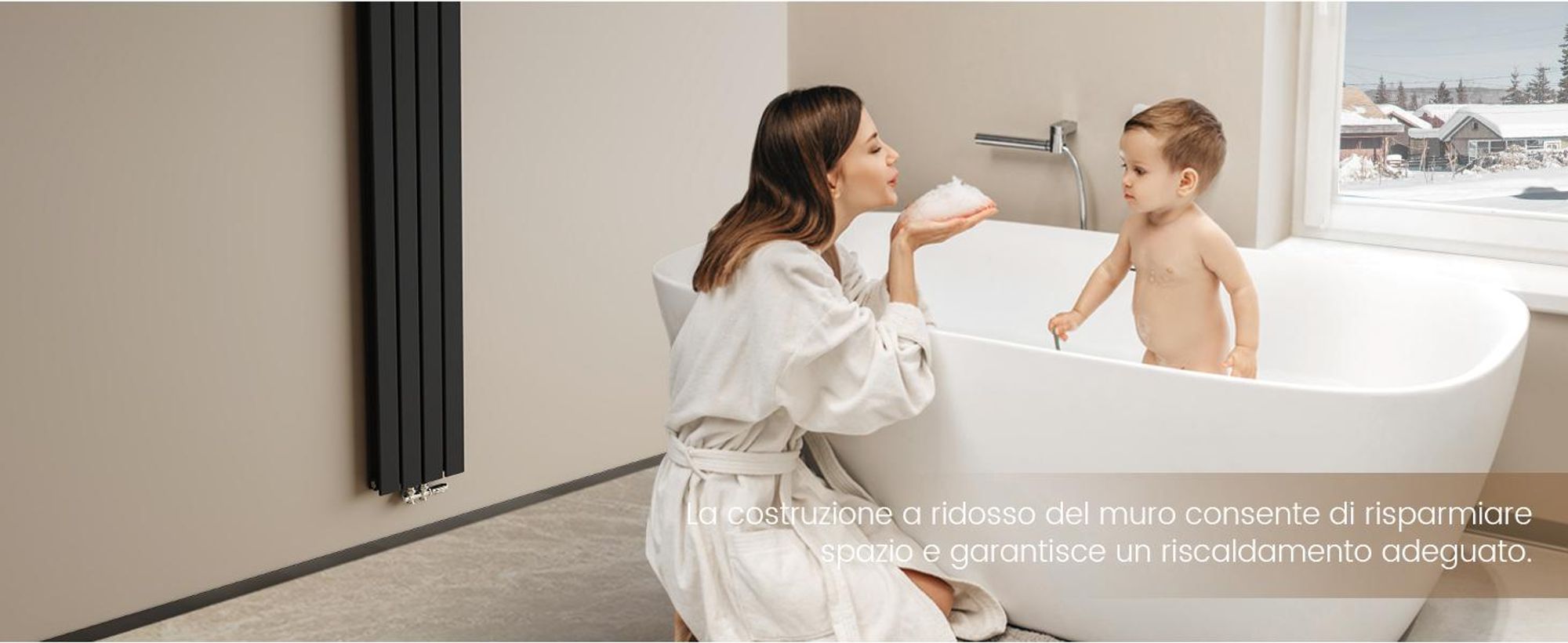 Radiatore EMKE Radiatore piatto Radiatore a pannello di design Nero Doppio strato verticale 1600x 300 mm 966W senza elemento riscaldante