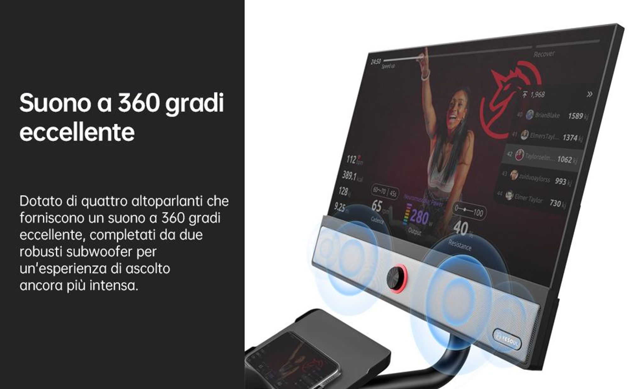YESOUL G1M Plus – cyclette smart da casa, resistenza magnetica silenziosa, seduta comoda, bici fitness con schermo 21,5" FHD