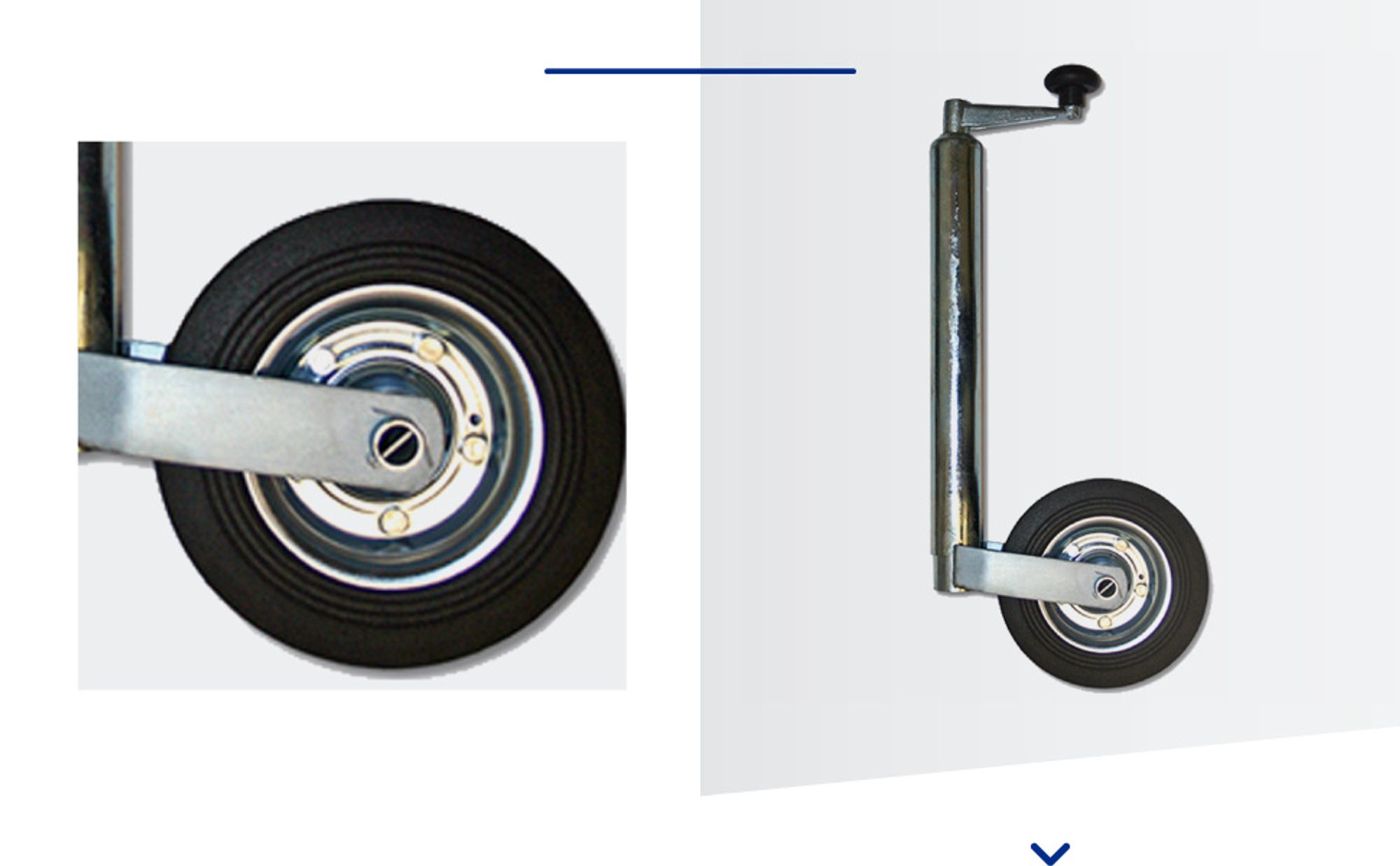 Wiltec Anhänger Stützrad mit 362 kg Stützlast ø48 mm, Bugrad mit Kurbel, Anhängerrad, Abstellstütze