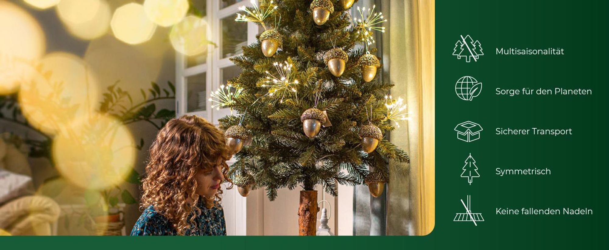 KADAX Weihnachtsbaum "Mireval", Christbaum mit Stamm 180 cm