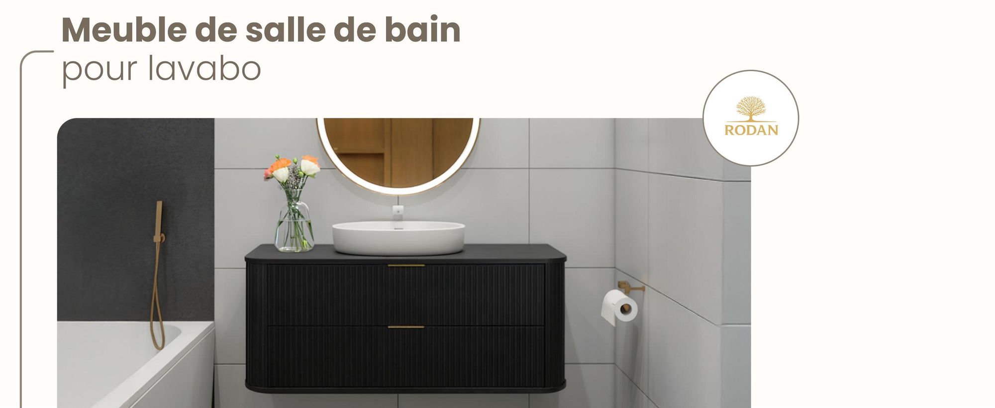 Armoire salle bain 120 cm Noir Mat Bois
