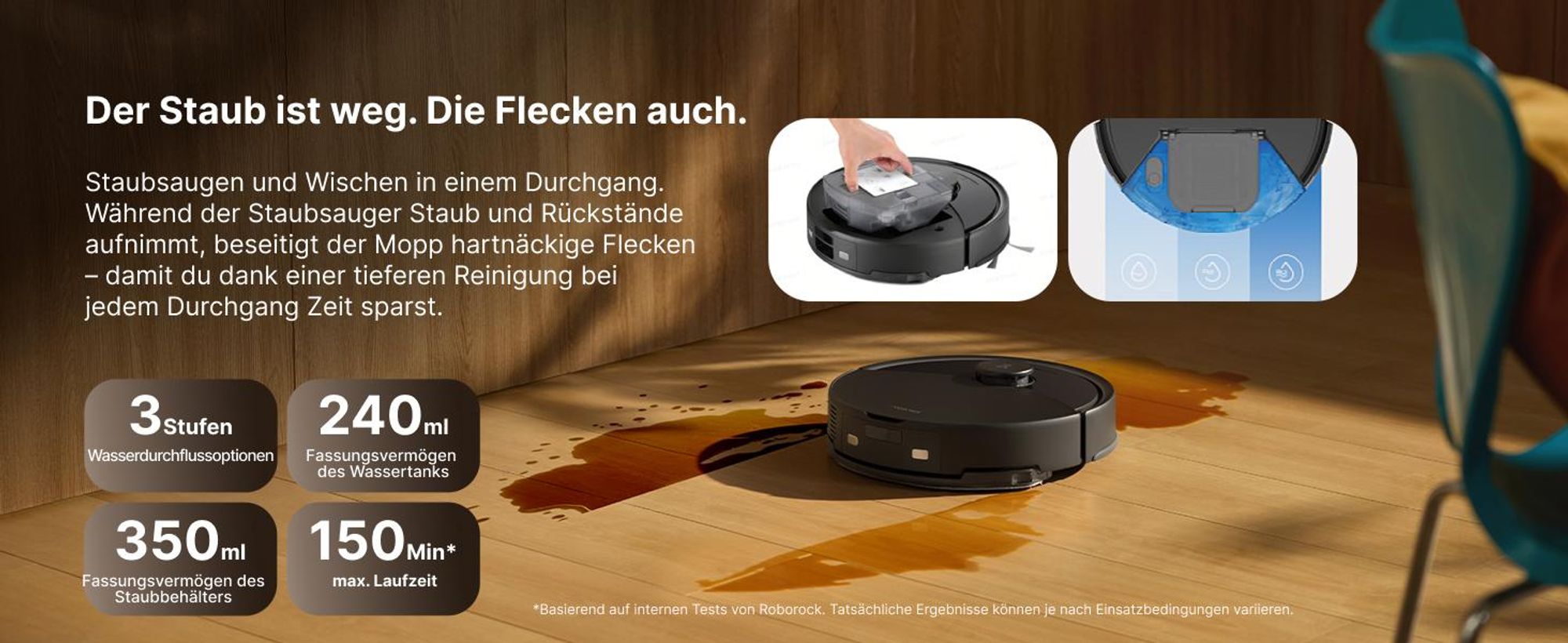 Roborock Q10 PF+ Staubsauger Roboter 10000 Pa (Upgrade von Q8 max+), Dual Anti-Tangle-System, Auto-Entleerungsstation für 7 Wochen, Schwarz