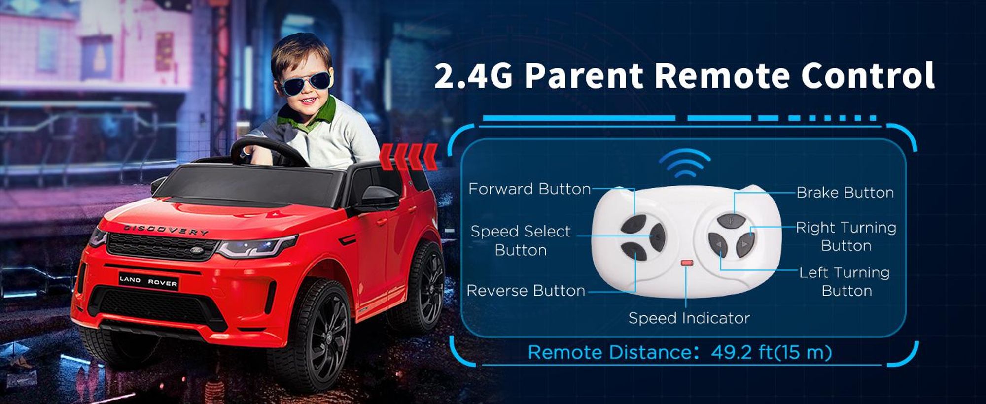 Samochód elektryczny dla dzieci AIYAPLAY 12 V z pilotem 2,4 GHz, muzyką, zasięgiem 3–5 km