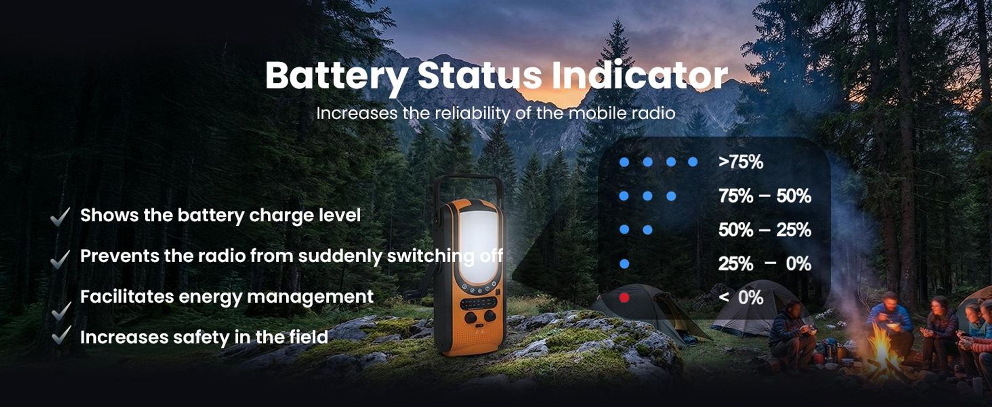 Extralink Noodradio op zonne-energie 6000 mAh, Dynamo, Powerbank, SOS-lamp