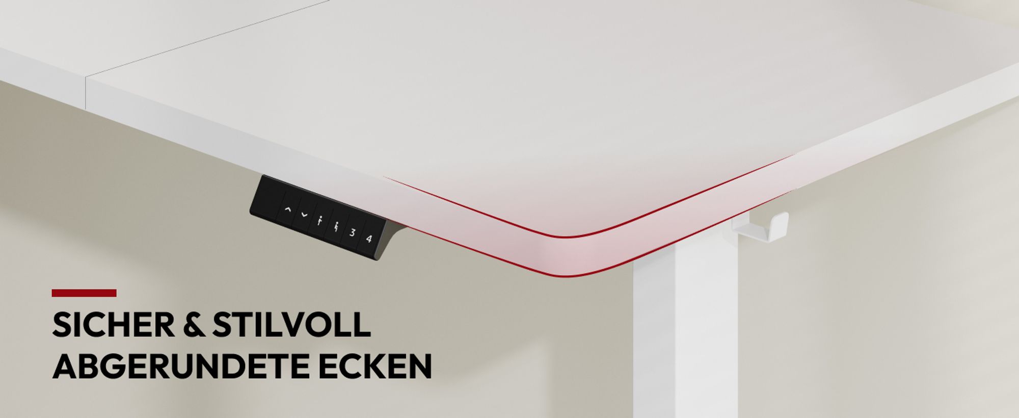 SANODESK Höhenverstellbarer Schreibtisch elektrisch 4 Memory-Funktion, Antikollisionsschutz, 70kg Tragkraft, mit Haken und Ablagebox 110x54cm (Weiß)