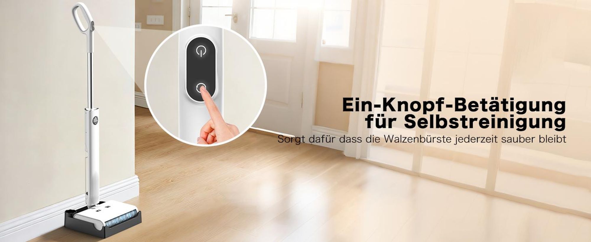 AIRROBO FC10 Elektrischer Wischmopp, Kabelloser Elektro-Mopp Selbstreinigender, 540ml Wassertank, 45 Minuten, für Hartböden, Tierhaare