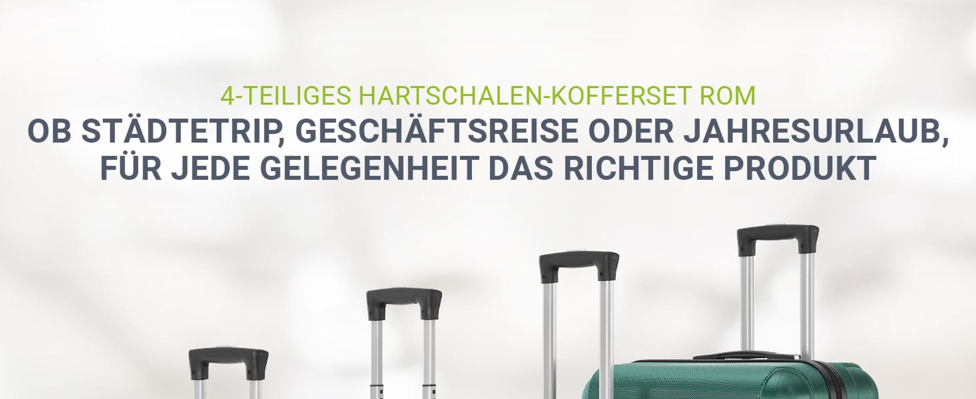 Juskys Hartschale Kofferset Reisekoffer 4 teilig - Zahlenschloss, geräuscharme 360° Rollen groß, Teleskopgriff, leicht - Koffer in Dunkelgrün