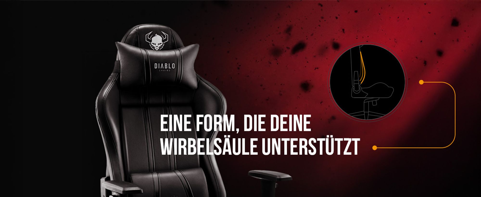 Diablo X-One 2.0 Gaming Stuhl Bürostuhl Schreibtischstuhl Verstellbare Armlehnen Ergonomisch Nacken/-Lendenkissen Farbe: Schwarz, Größe Normal