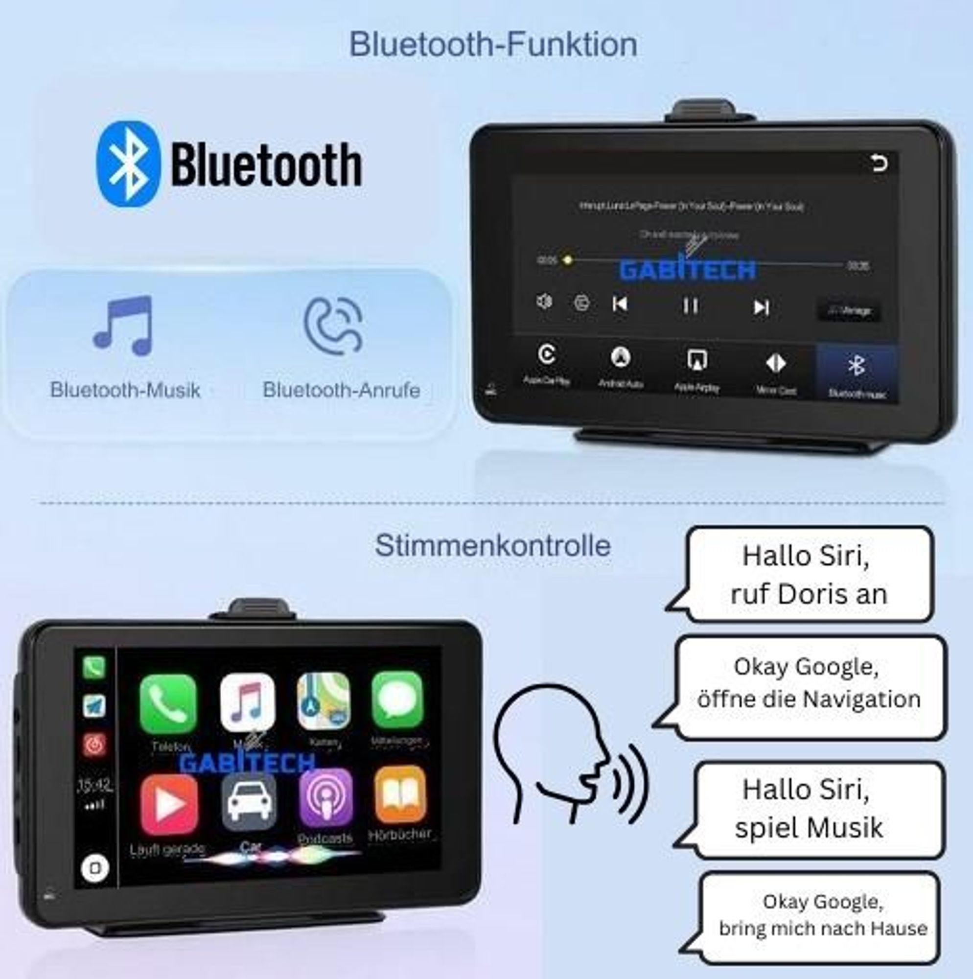 Carplay Monitor Bluetooth Autoradio Navigationsgerät Navi Carplay TomTom Garmin Smartphone Radio